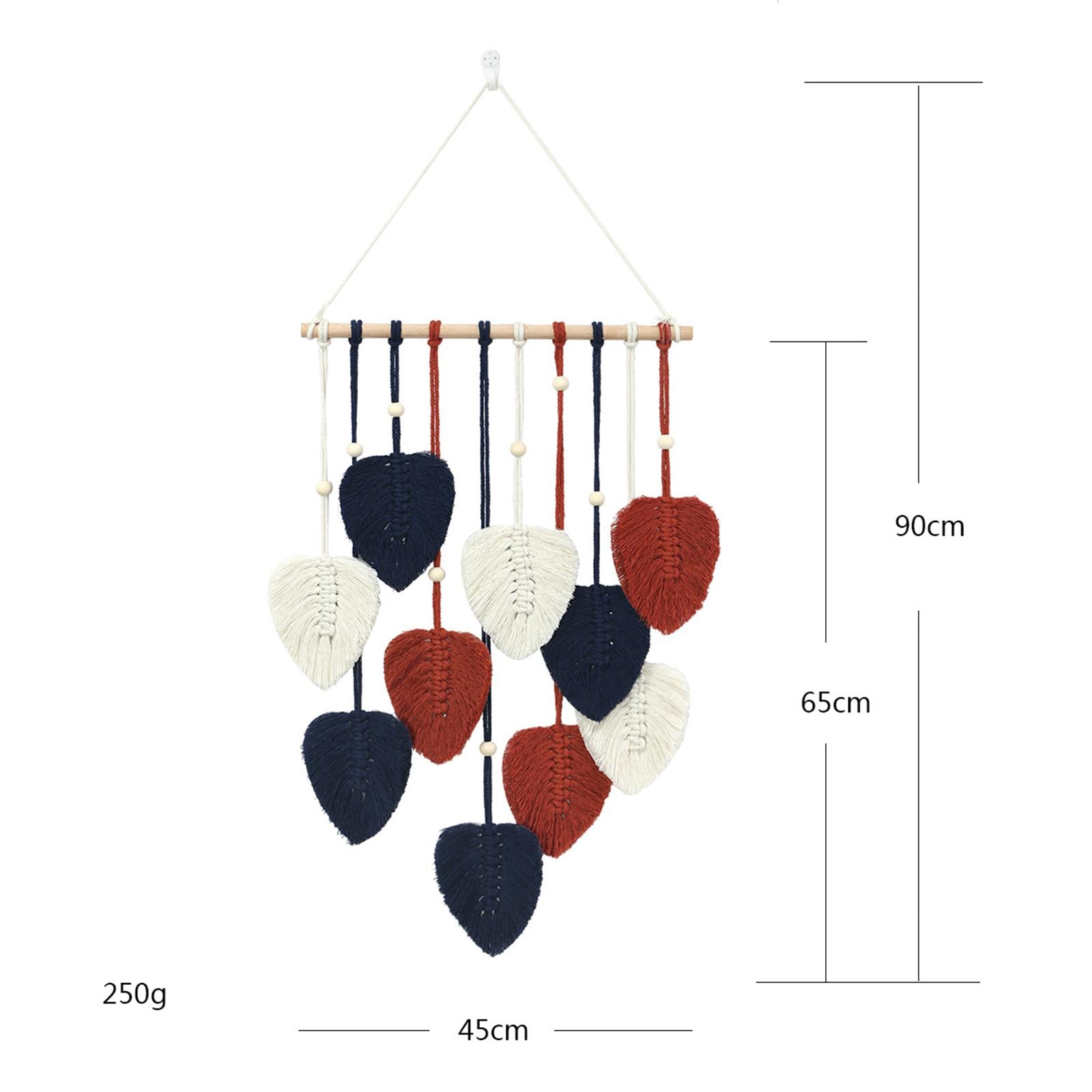 Macrame Leaf Hanging Leaf Tapestry for Apartment Farmhouse Nursery Navy Blue