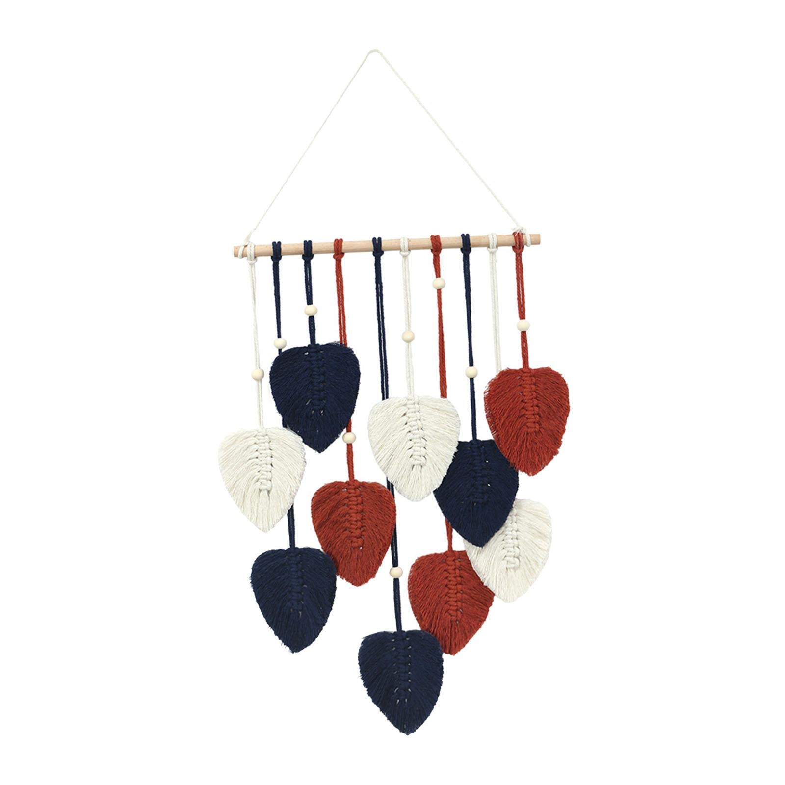 Macrame Leaf Hanging Leaf Tapestry for Apartment Farmhouse Nursery Navy Blue