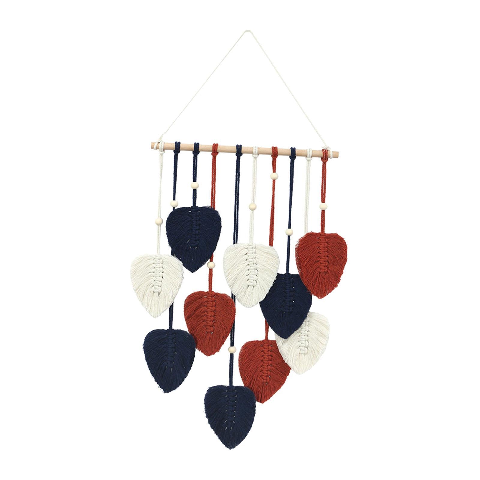 Macrame Leaf Hanging Leaf Tapestry for Apartment Farmhouse Nursery Navy Blue