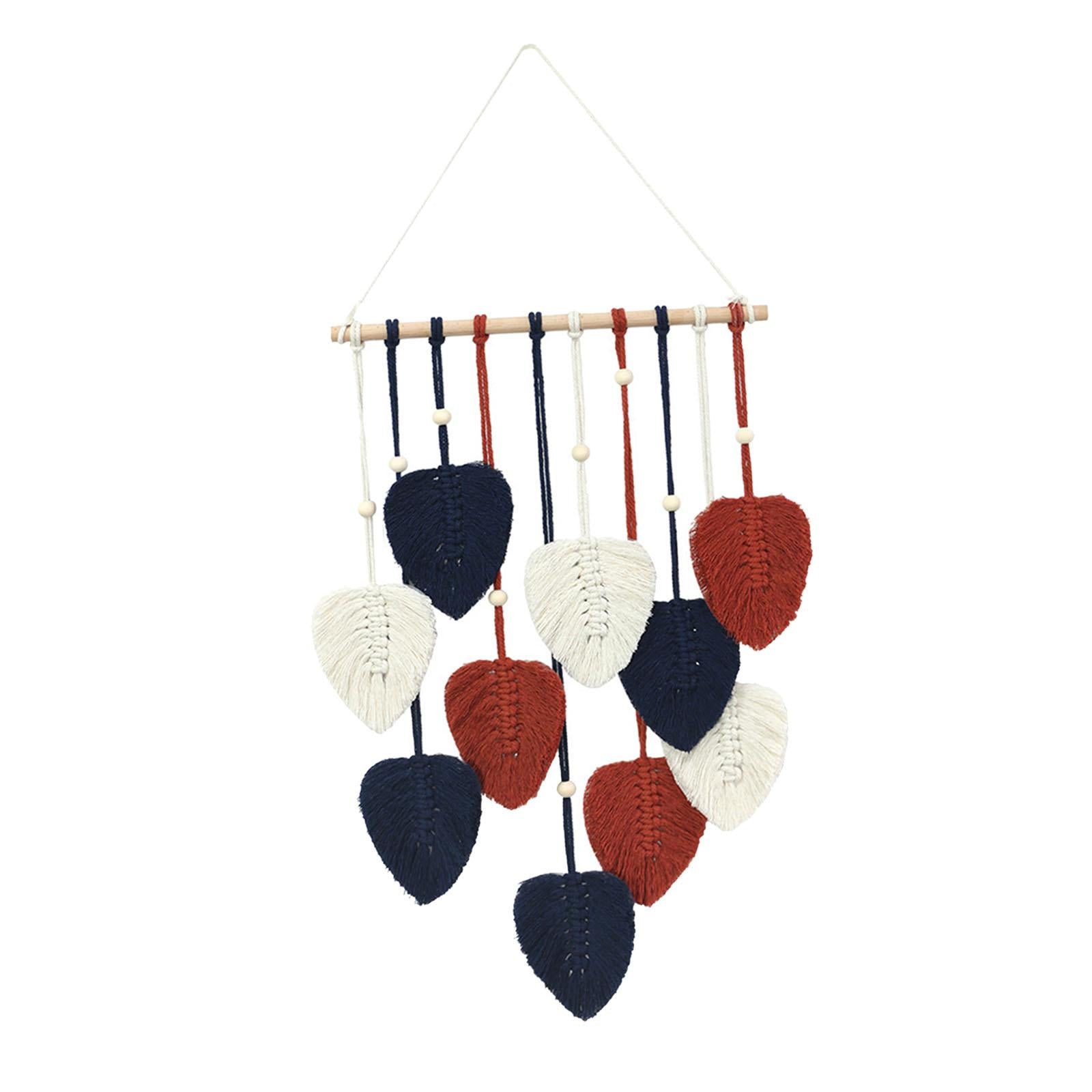 Macrame Leaf Hanging Leaf Tapestry for Apartment Farmhouse Nursery Navy Blue