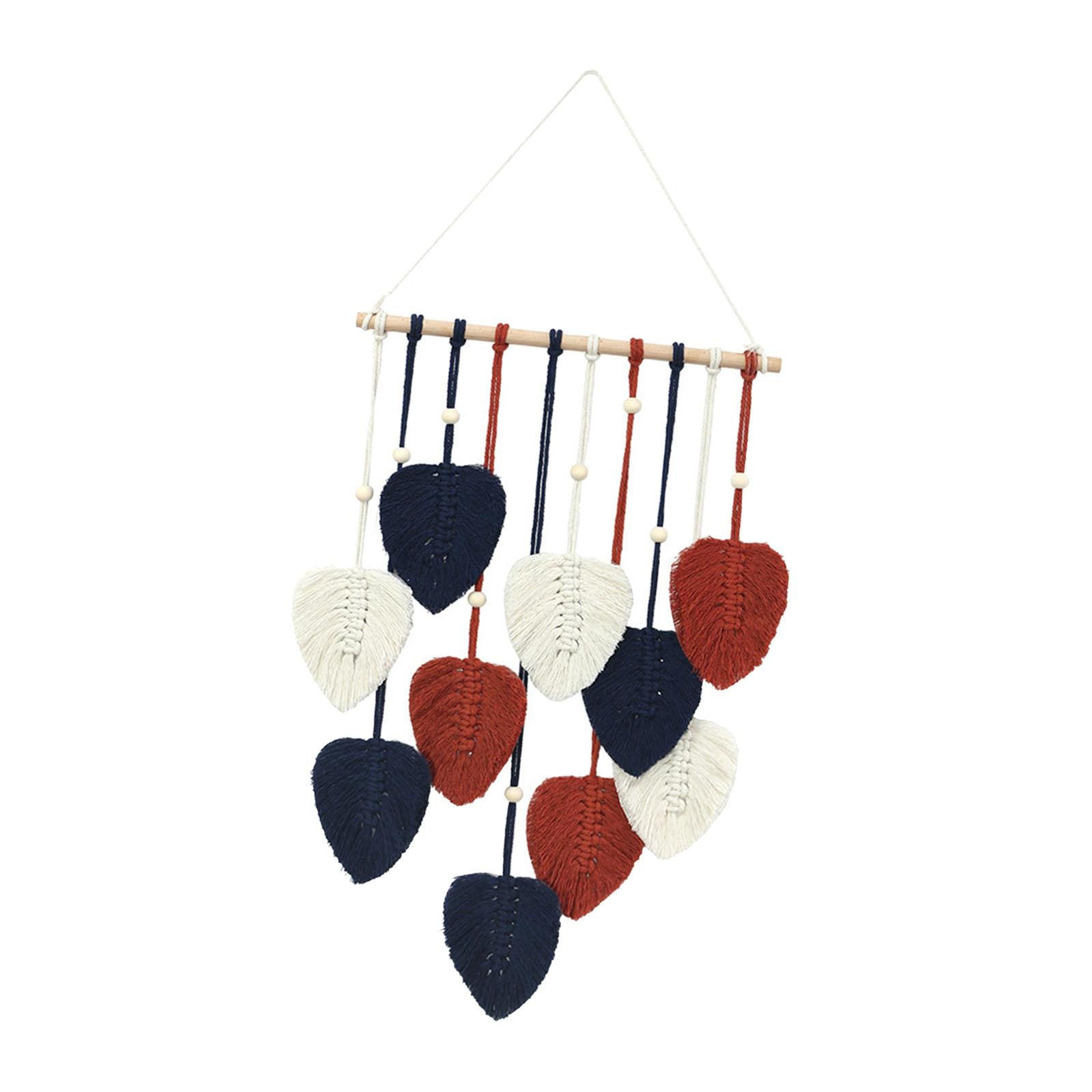 Macrame Leaf Hanging Leaf Tapestry for Apartment Farmhouse Nursery Navy Blue