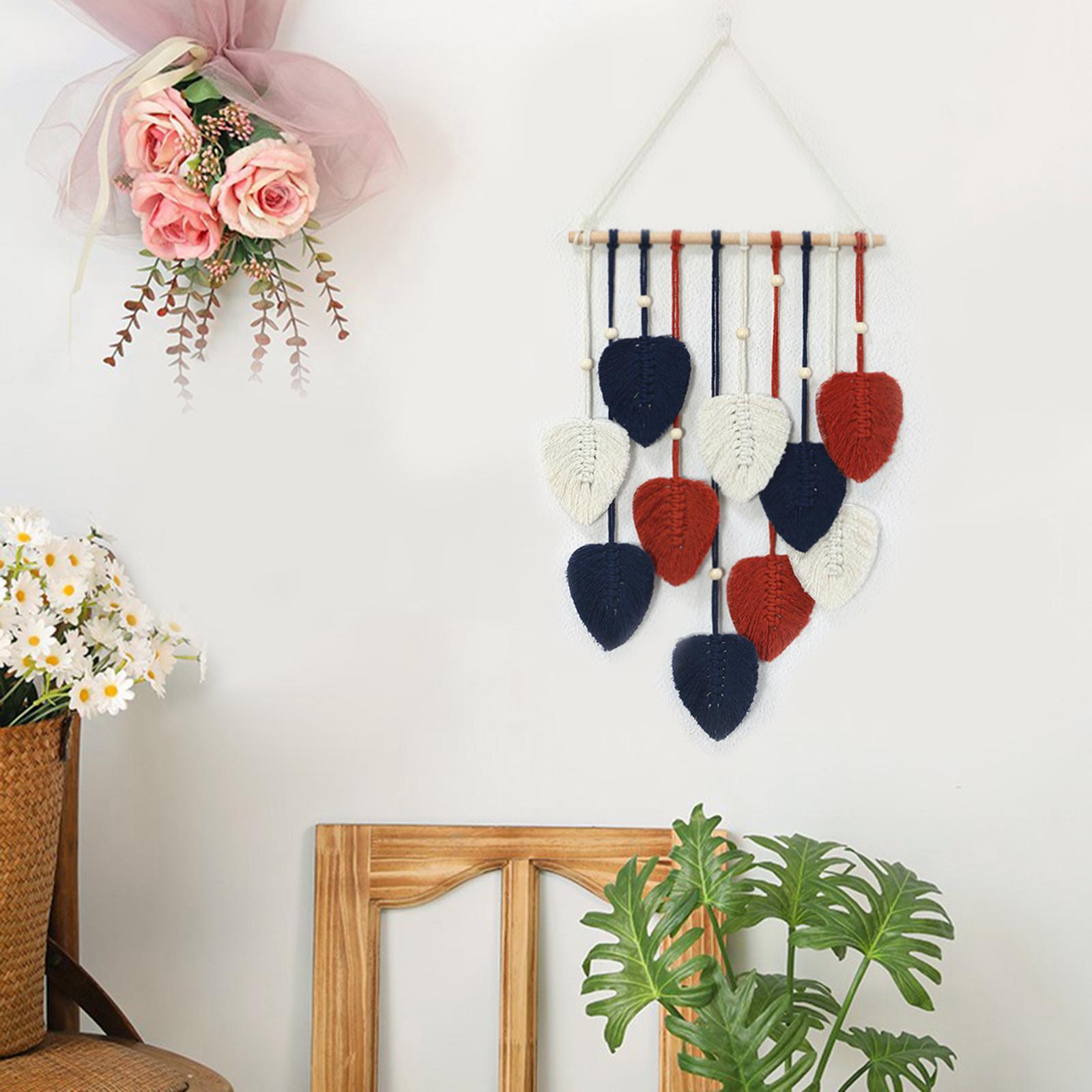 Macrame Leaf Hanging Leaf Tapestry for Apartment Farmhouse Nursery Navy Blue