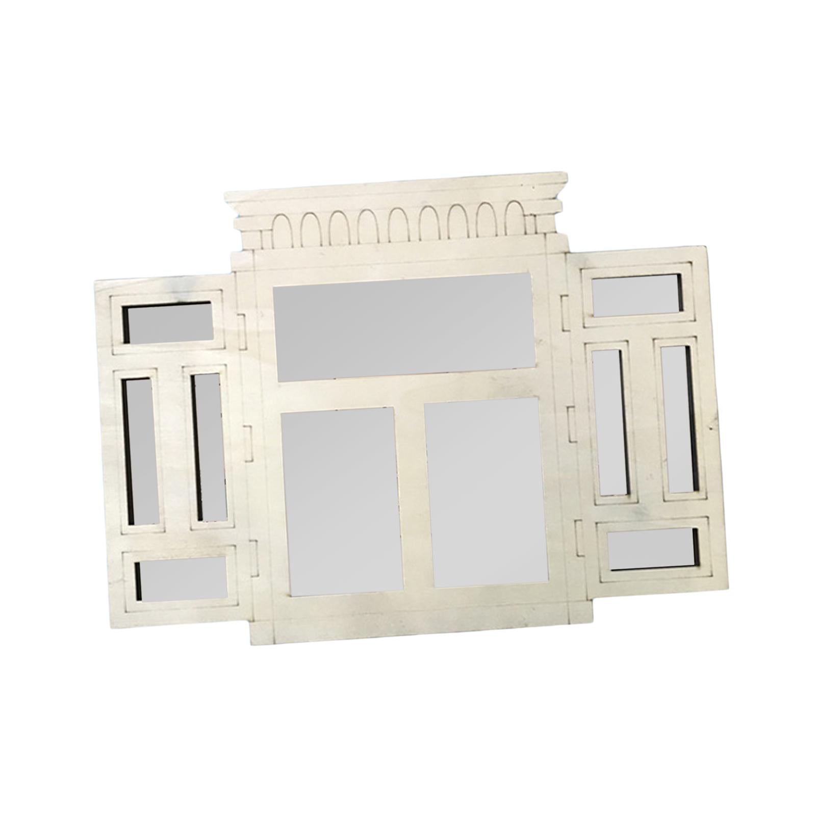 3 Pieces Window Wall Mirrors Vintage Rustic for Bedroom Living Room Bathroom Style C