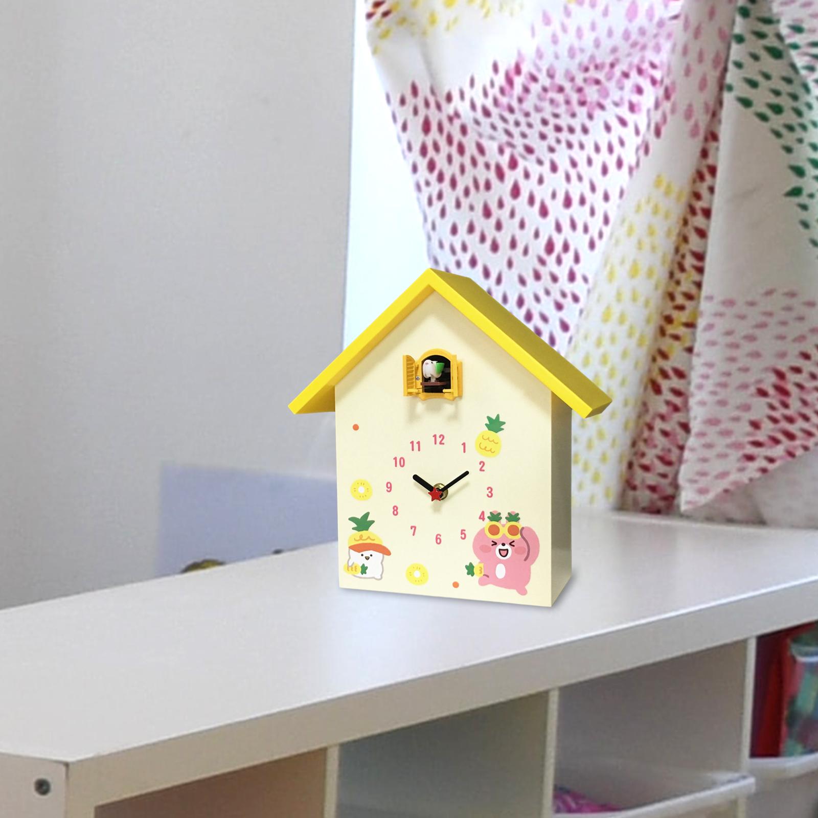 Cuckoo Clock Silent Non Ticking Birthday Gift Living Room Desktop Wall Clock Yellow w alarm clock