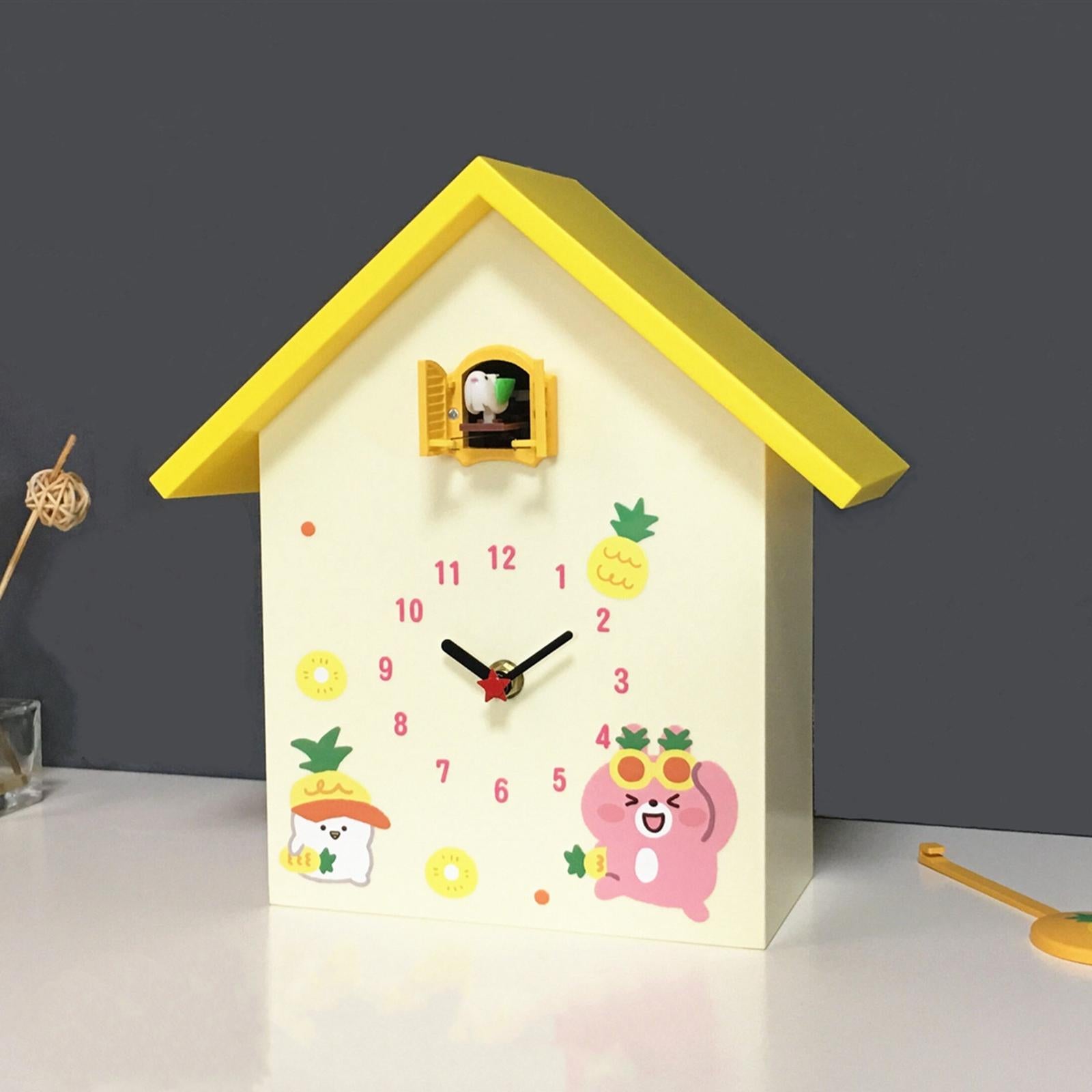Cuckoo Clock Silent Non Ticking Birthday Gift Living Room Desktop Wall Clock Yellow w alarm clock