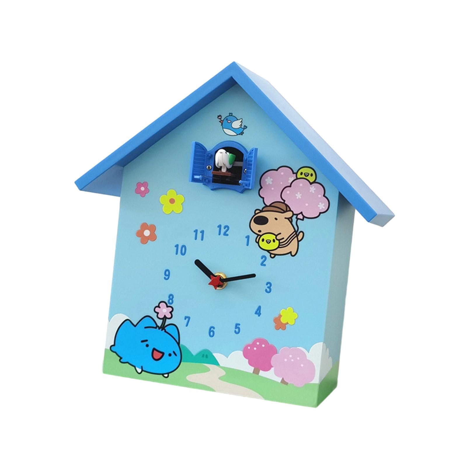 Cuckoo Clock Silent Non Ticking Birthday Gift Living Room Desktop Wall Clock Blue