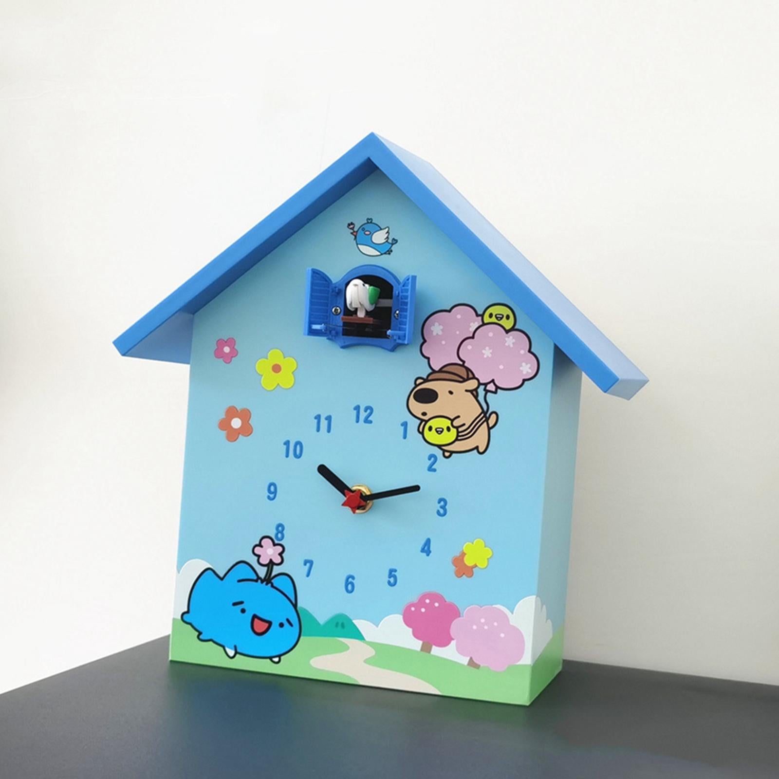 Cuckoo Clock Silent Non Ticking Birthday Gift Living Room Desktop Wall Clock Blue