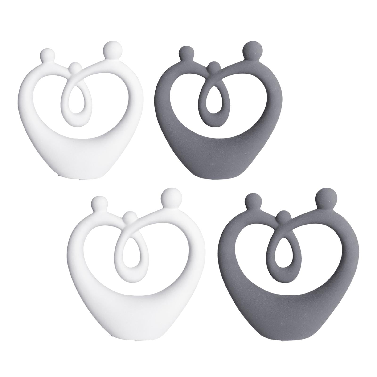 Ceramic Family Figure Stylish Family Figurines for Table Anniversary Wedding White S