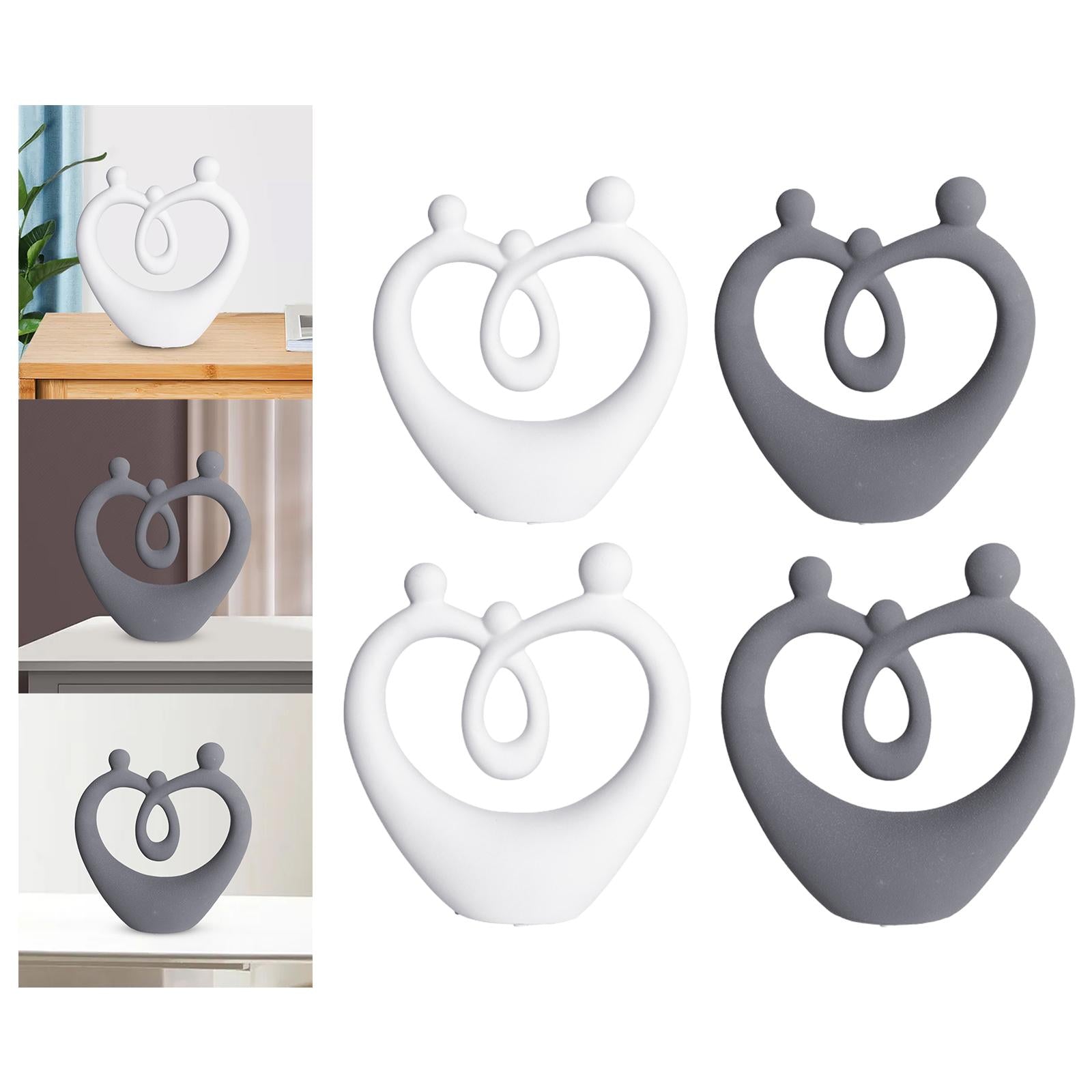 Ceramic Family Figure Stylish Family Figurines for Table Anniversary Wedding White S