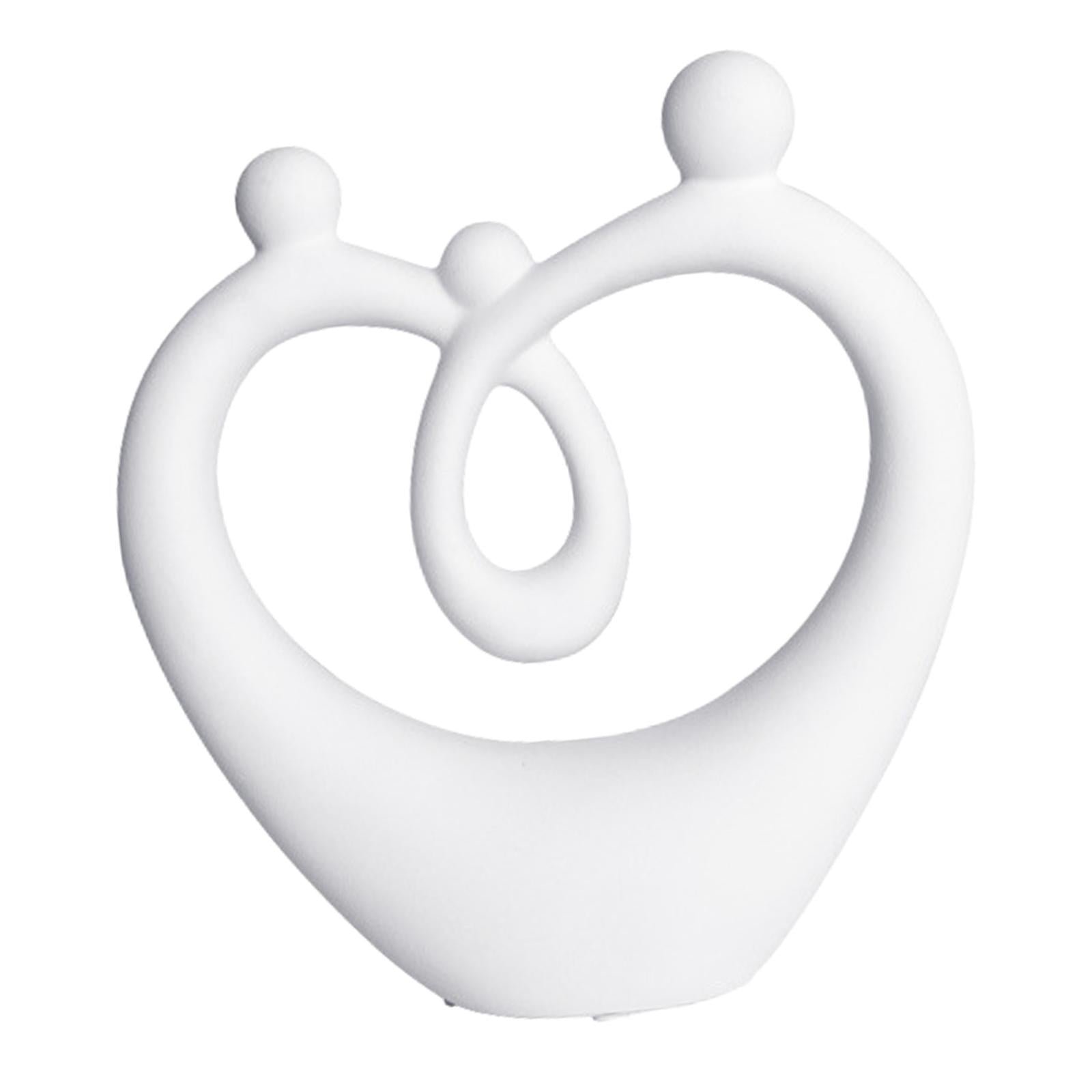 Ceramic Family Figure Stylish Family Figurines for Table Anniversary Wedding White S