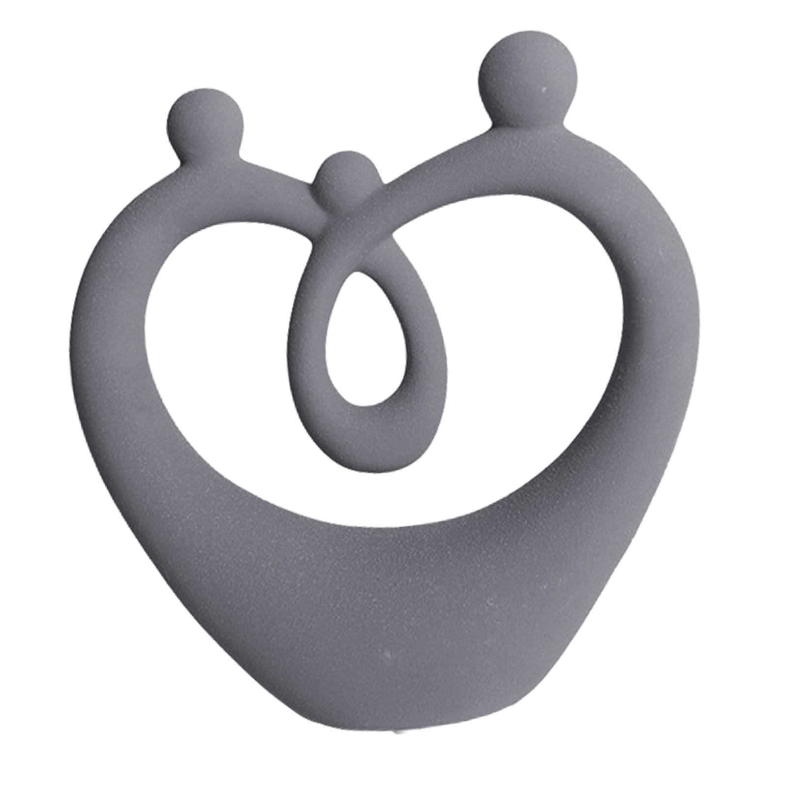 Ceramic Family Figure Stylish Family Figurines for Table Anniversary Wedding Gray S