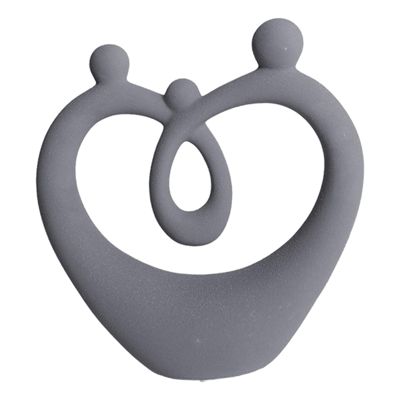 Ceramic Family Figure Stylish Family Figurines for Table Anniversary Wedding Gray L