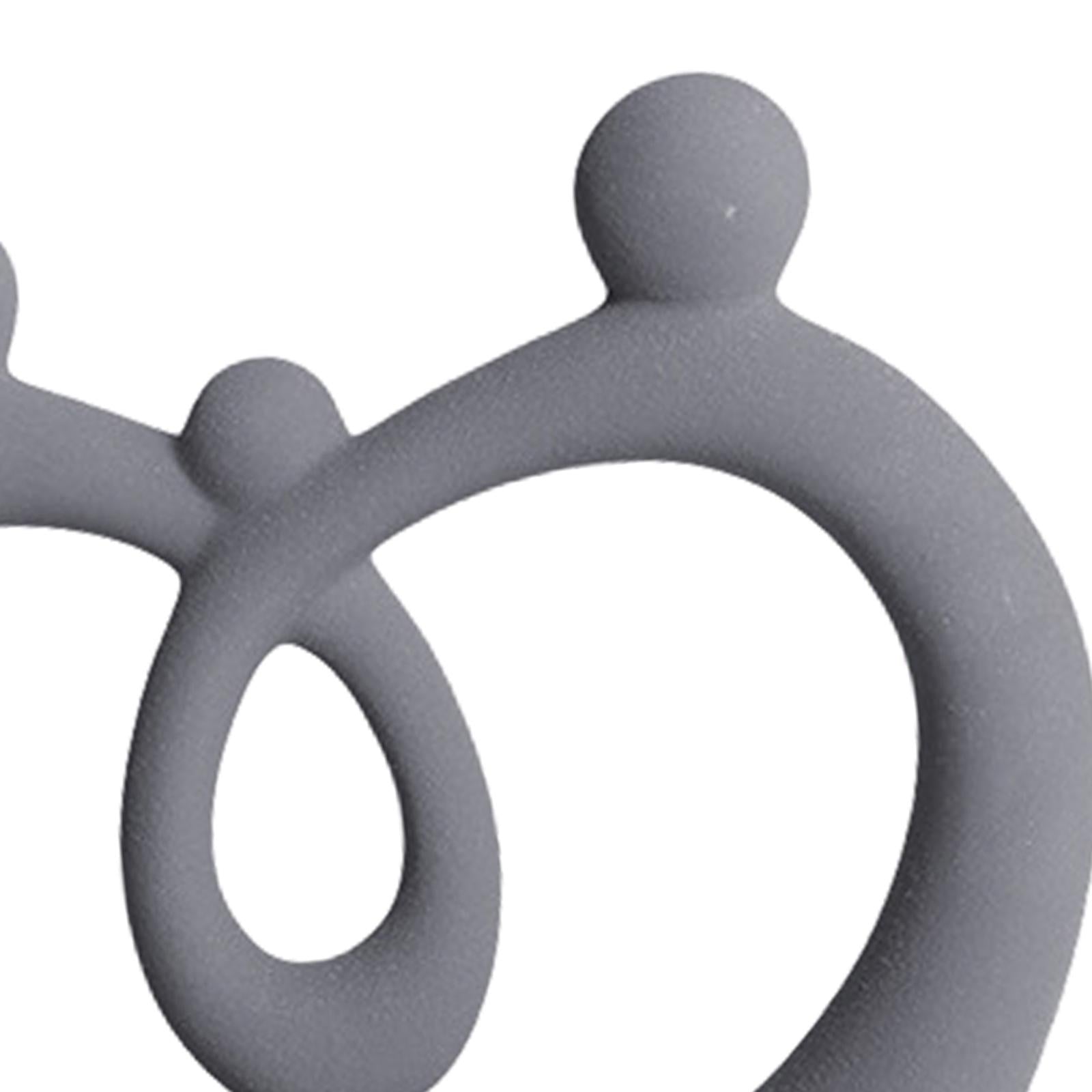 Ceramic Family Figure Stylish Family Figurines for Table Anniversary Wedding Gray L