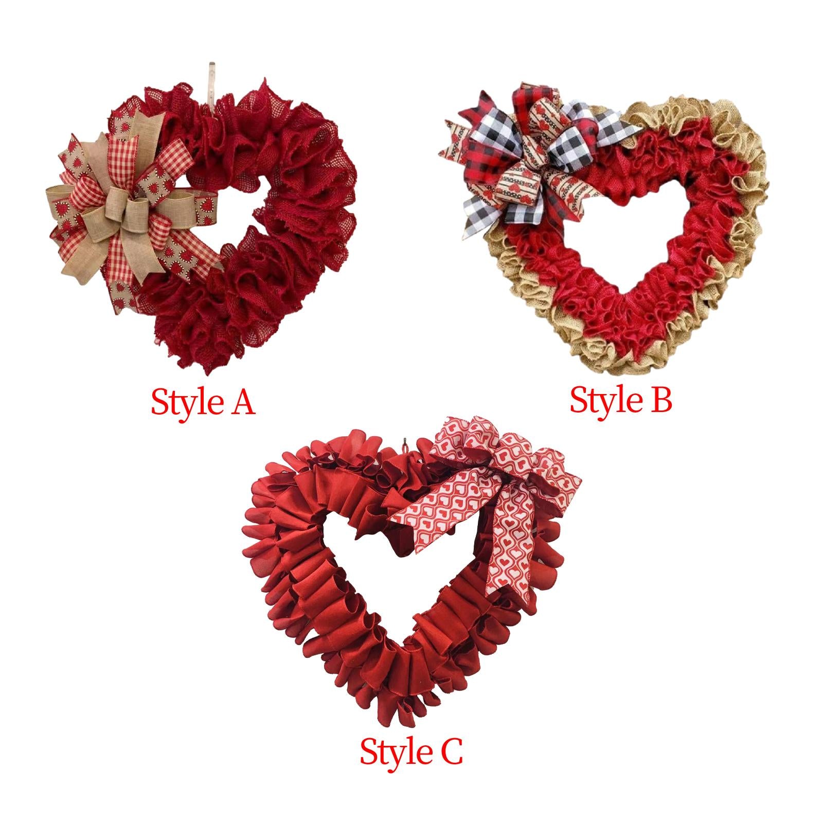 Heart Shaped Wreath for Front Door Sign Romantic Party Valentines Day Wreath Type A