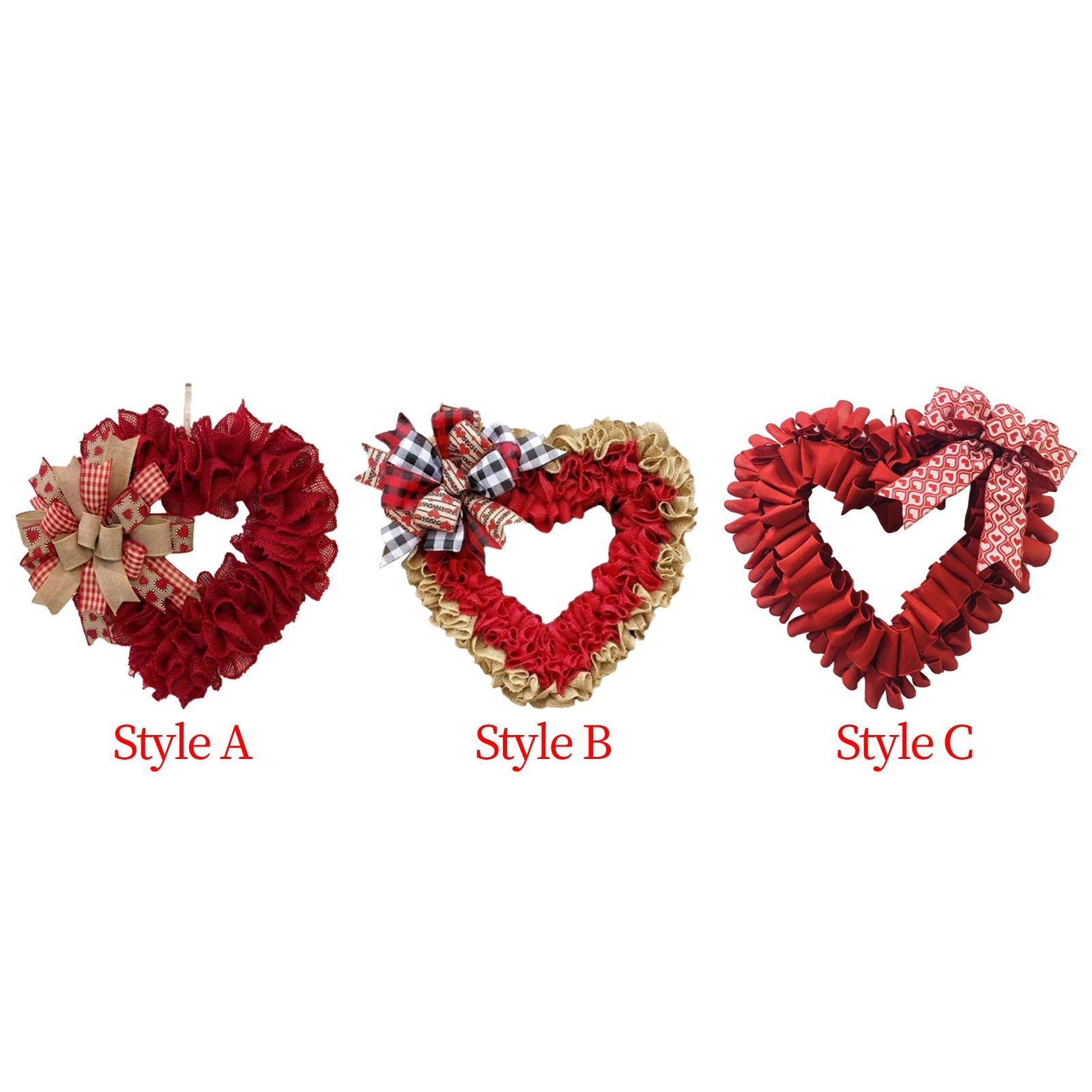 Heart Shaped Wreath for Front Door Sign Romantic Party Valentines Day Wreath Type A