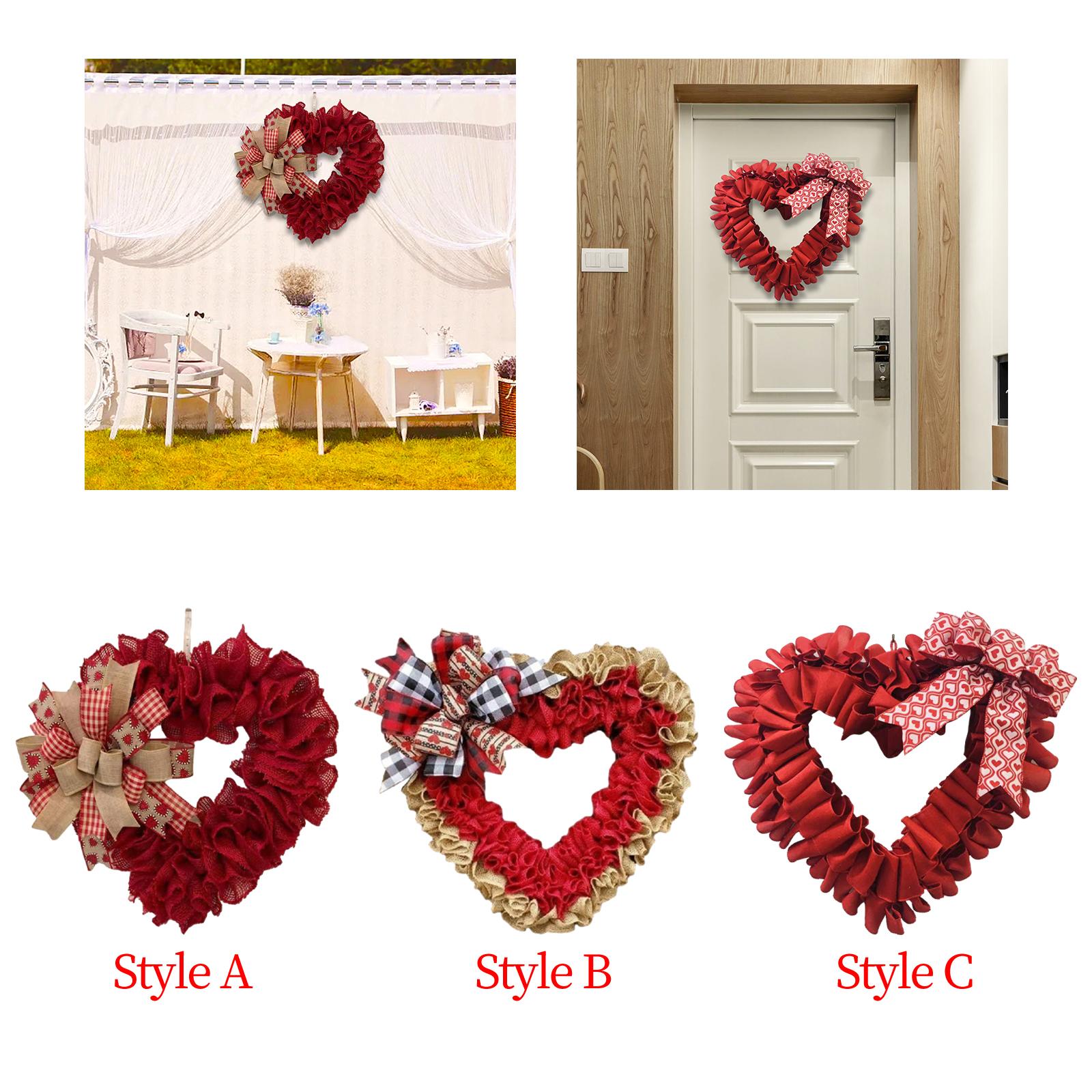 Heart Shaped Wreath for Front Door Sign Romantic Party Valentines Day Wreath Type A