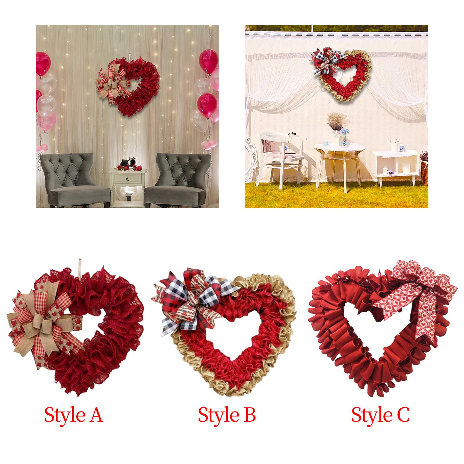 Heart Shaped Wreath for Front Door Sign Romantic Party Valentines Day Wreath Type A
