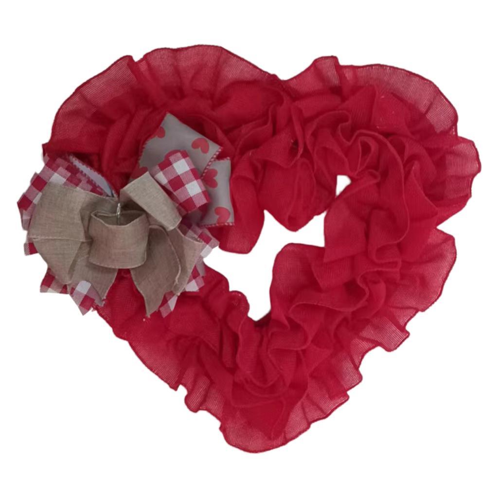 Heart Shaped Wreath for Front Door Sign Romantic Party Valentines Day Wreath Type A