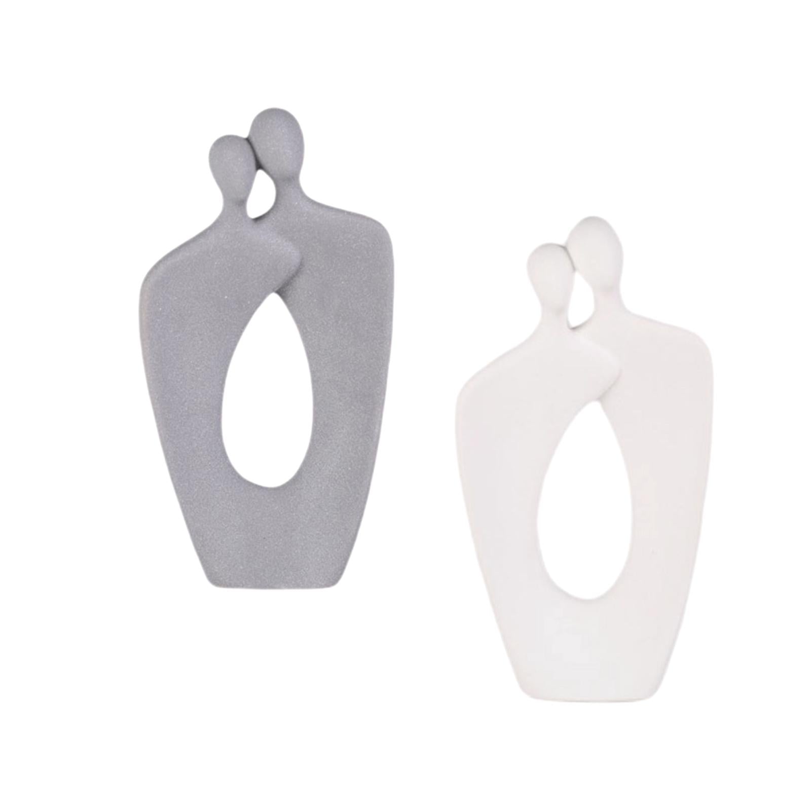 Couple Statue Abstract Desktop Ornament for Office Fireplace Home Decoration Gray