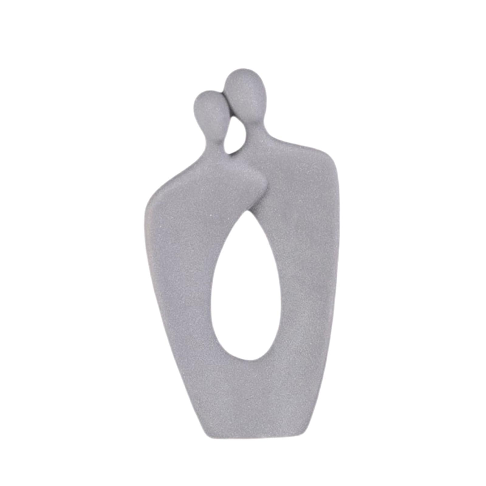 Couple Statue Abstract Desktop Ornament for Office Fireplace Home Decoration Gray