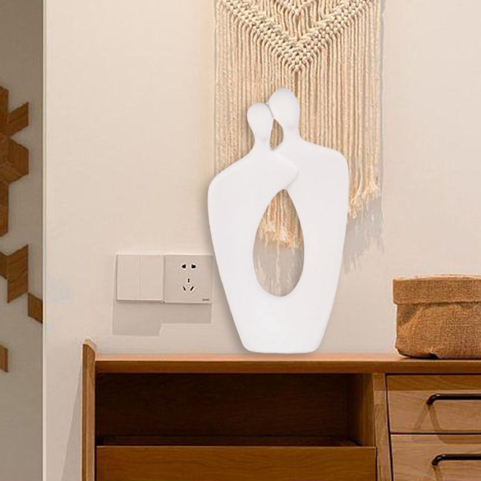 Couple Statue Abstract Desktop Ornament for Office Fireplace Home Decoration White