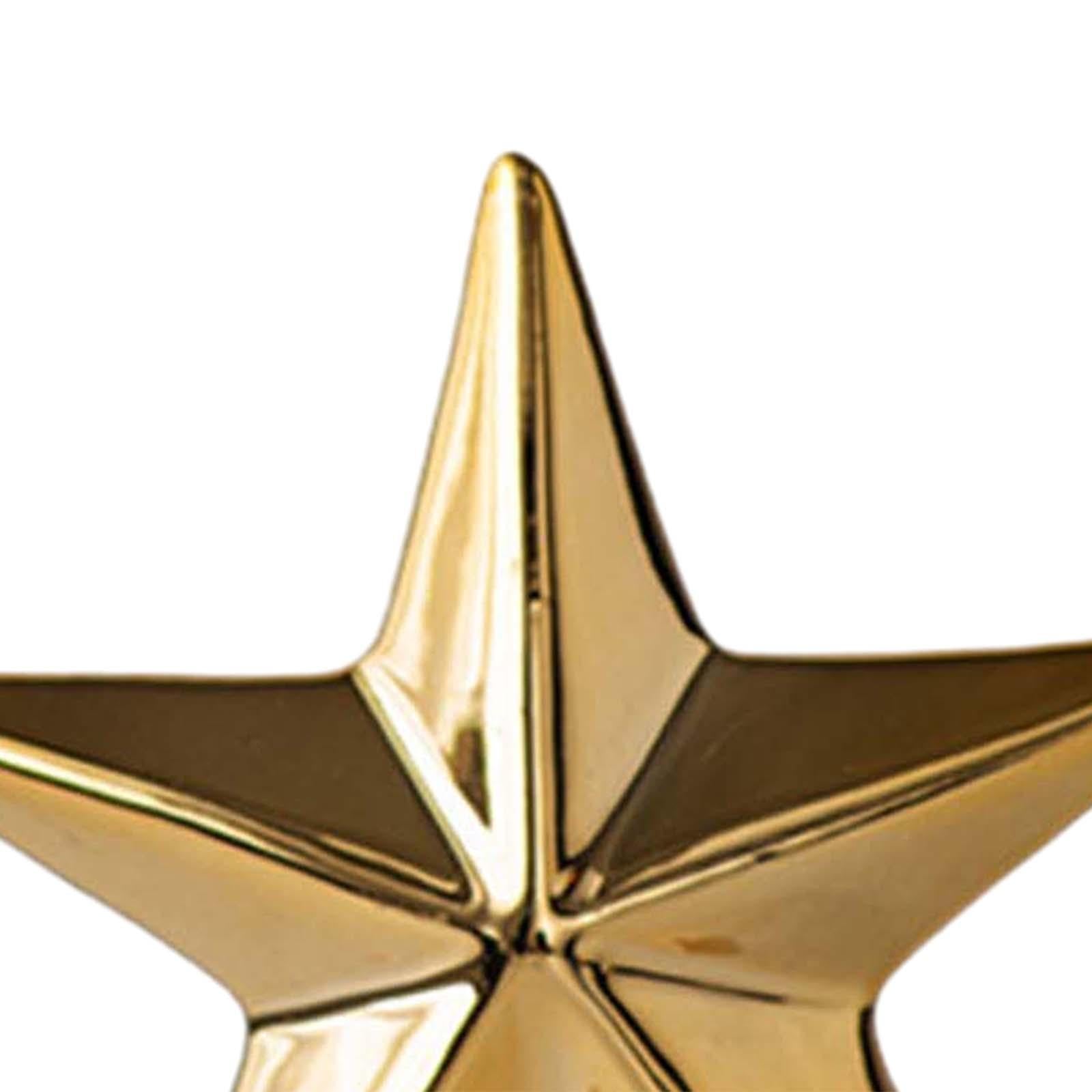 Star Figurine Decorative Ceramic Sculpture for Living Room Cabinet Bookshelf Gold