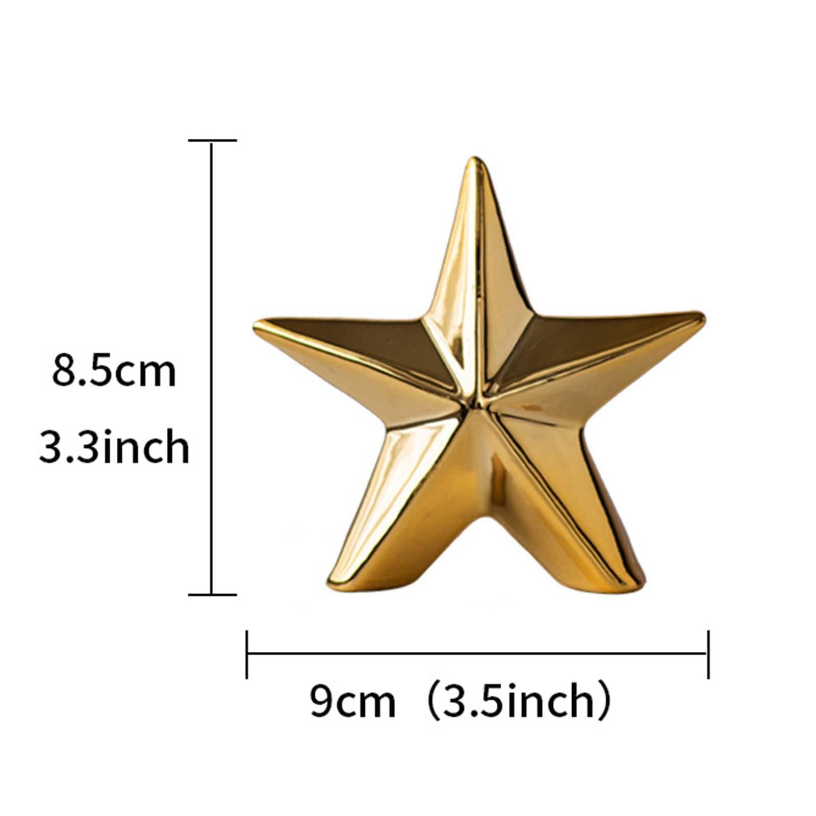 Star Figurine Decorative Ceramic Sculpture for Living Room Cabinet Bookshelf Gold