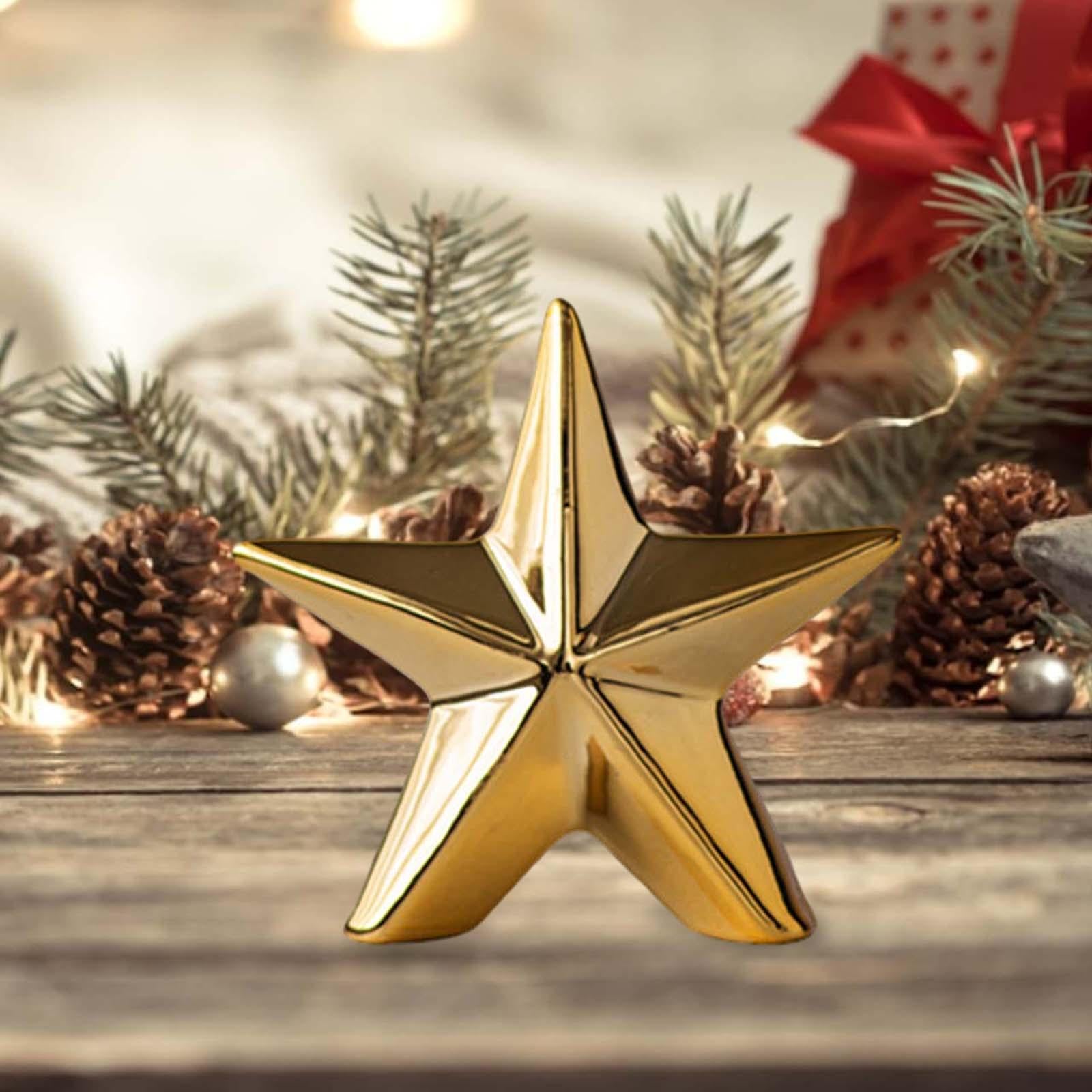 Star Figurine Decorative Ceramic Sculpture for Living Room Cabinet Bookshelf Gold