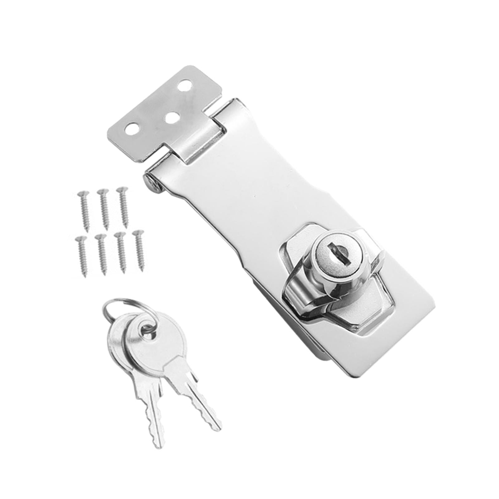 Keyed Hasp Locks with 2 Keys Cabinet Knob Lock for Cabinet Door Drawer Boxes 4inch Silver