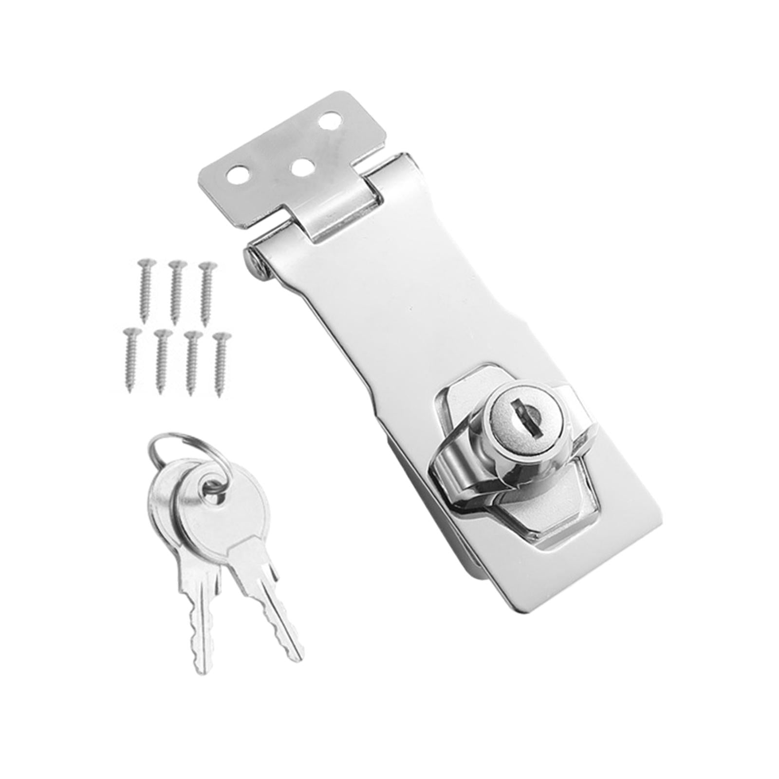 Keyed Hasp Locks with 2 Keys Cabinet Knob Lock for Cabinet Door Drawer Boxes 4inch Silver