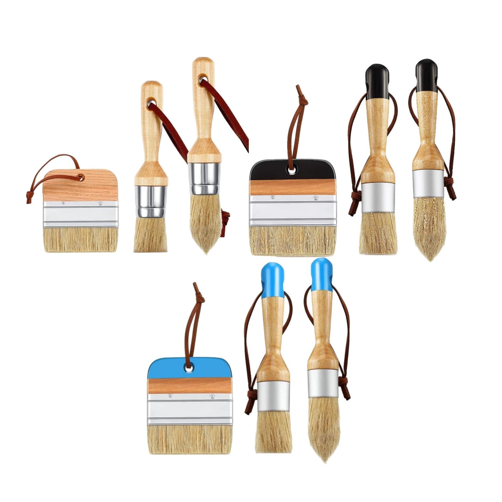 3Pcs Chalk and Wax Paint Brushes Sturdy Portable for Table Ceilings Dressers Black