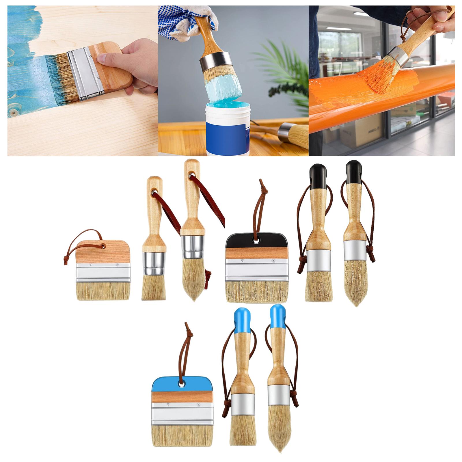 3Pcs Chalk and Wax Paint Brushes Sturdy Portable for Table Ceilings Dressers Black