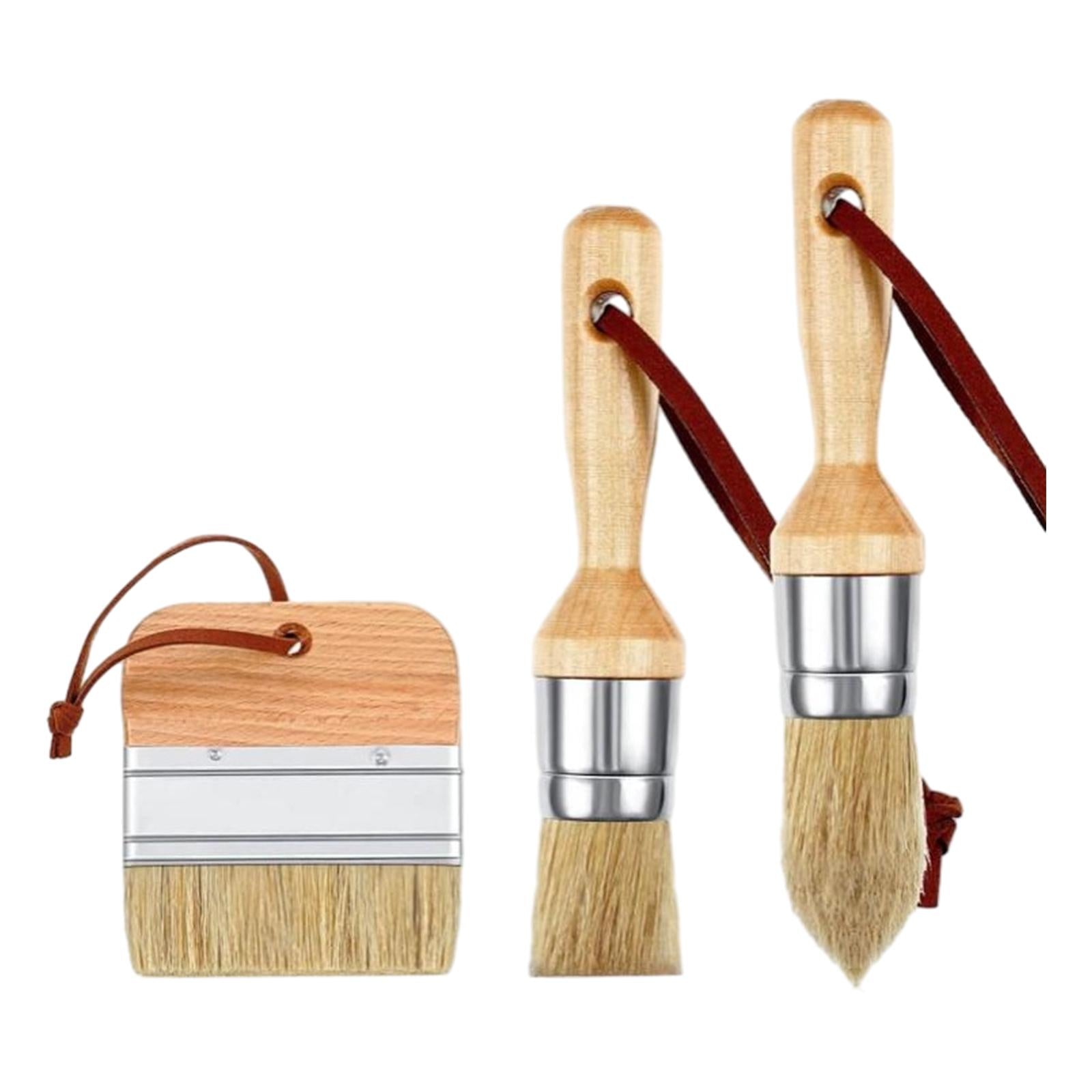3Pcs Chalk and Wax Paint Brushes Sturdy Portable for Table Ceilings Dressers Wood