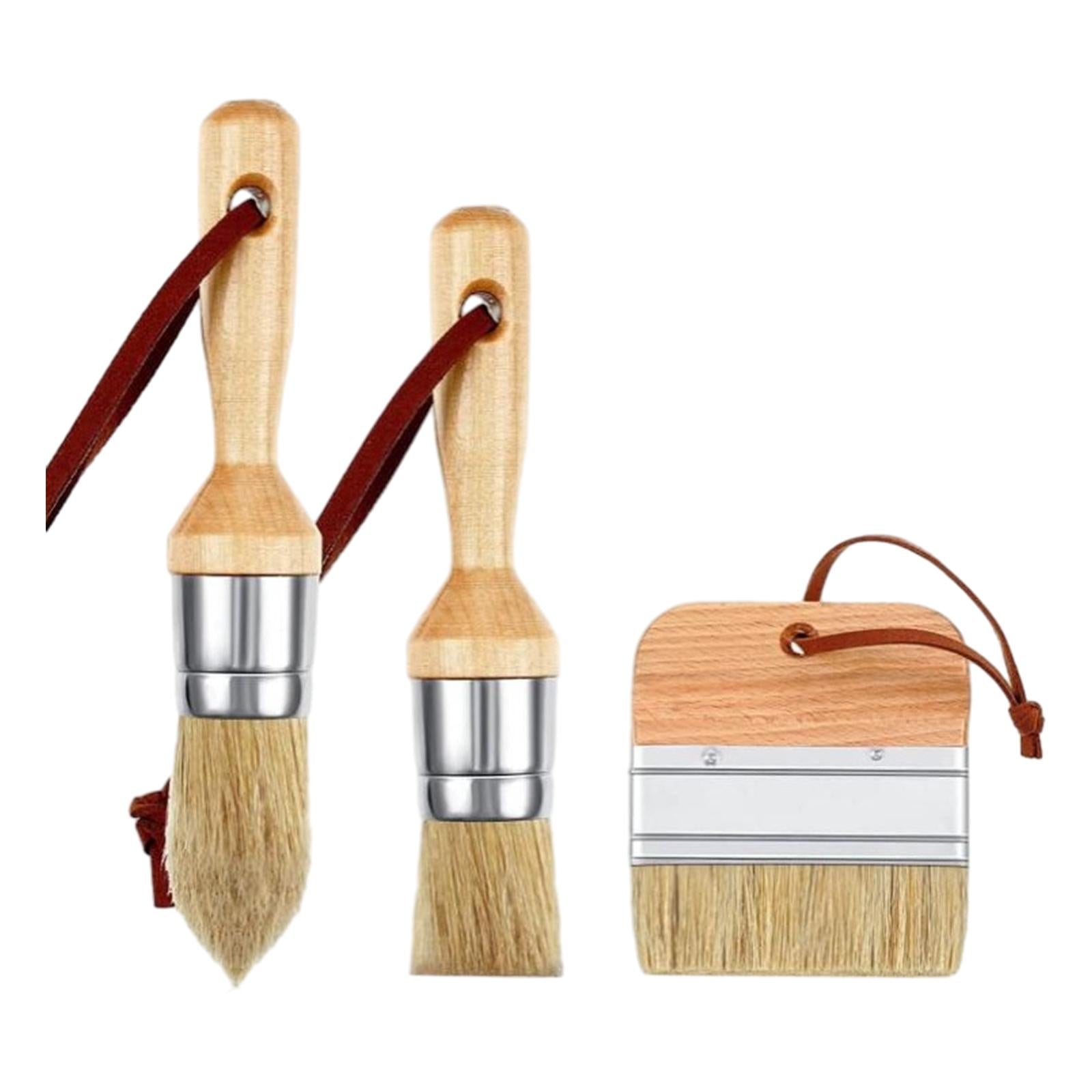 3Pcs Chalk and Wax Paint Brushes Sturdy Portable for Table Ceilings Dressers Wood