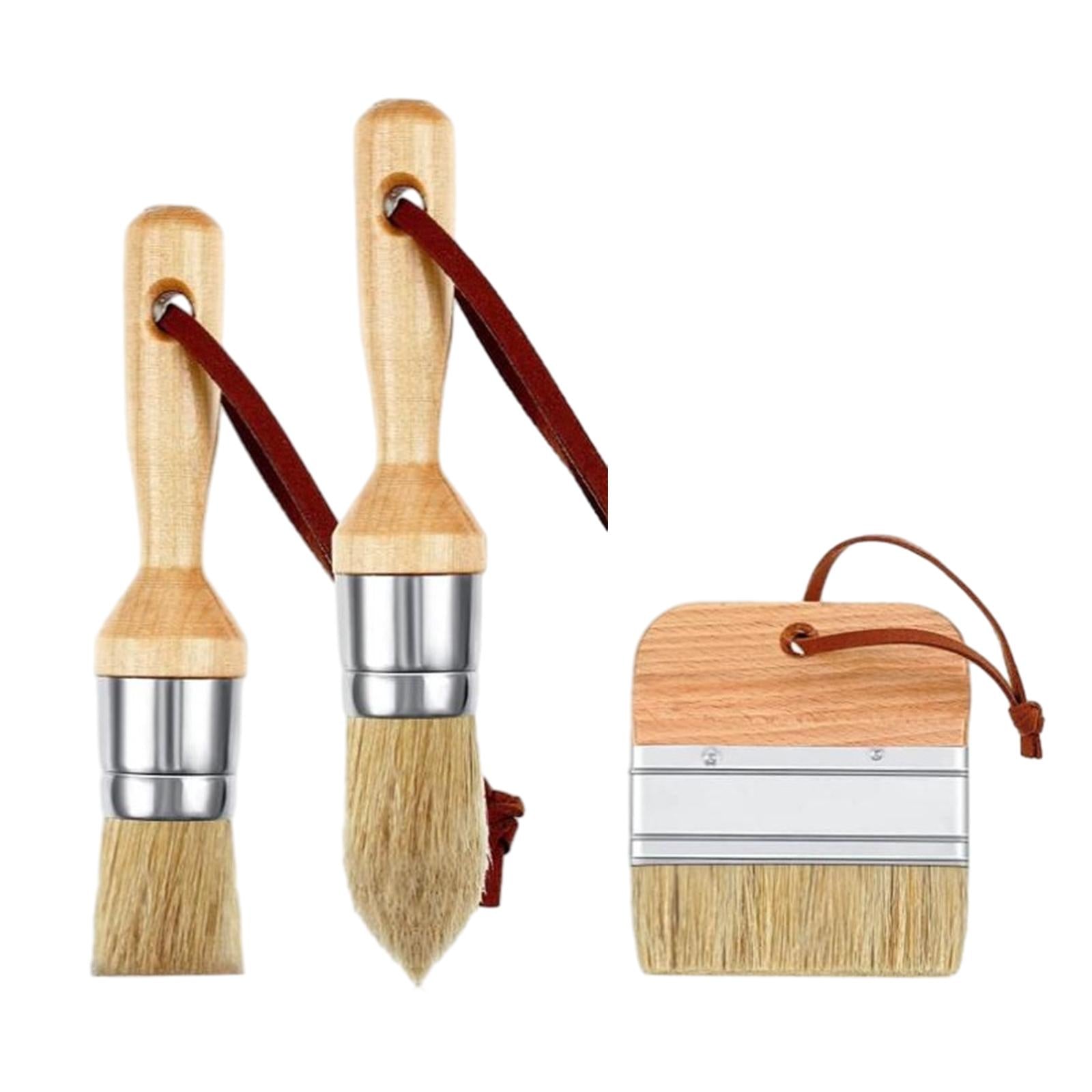 3Pcs Chalk and Wax Paint Brushes Sturdy Portable for Table Ceilings Dressers Wood