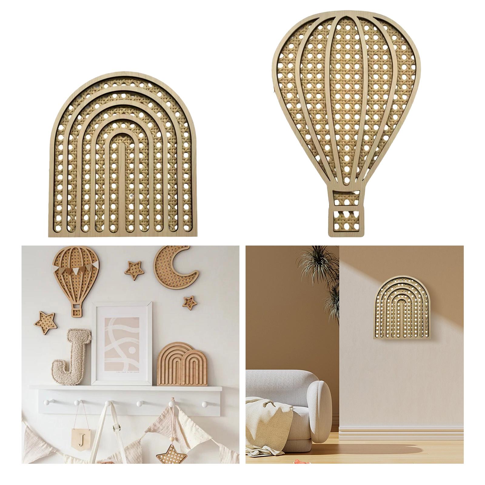 Rattan Woven Decoration Boho Art Wall Decoration for Kitchen Bathroom Office Rainbow