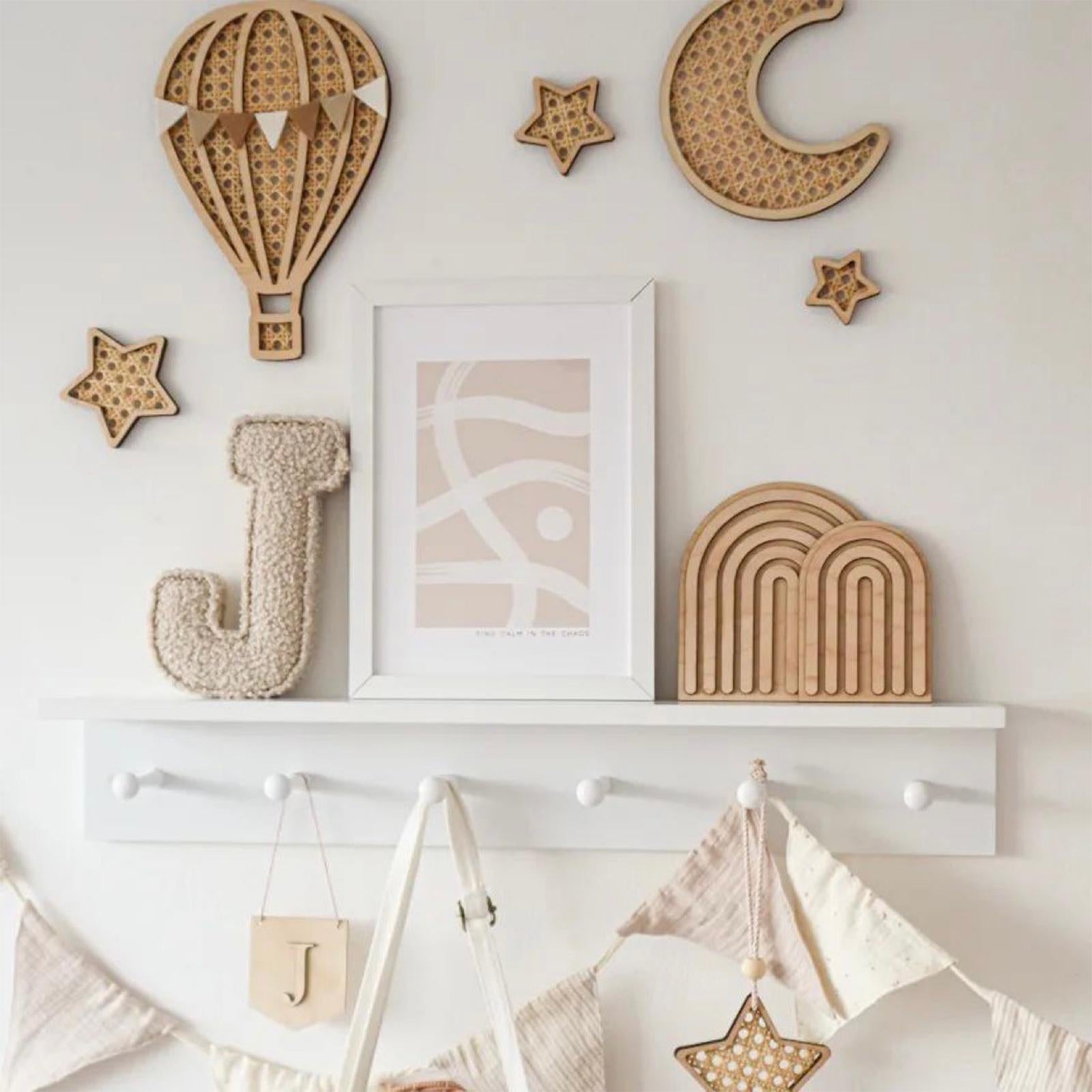 Rattan Woven Decoration Boho Art Wall Decoration for Kitchen Bathroom Office Rainbow