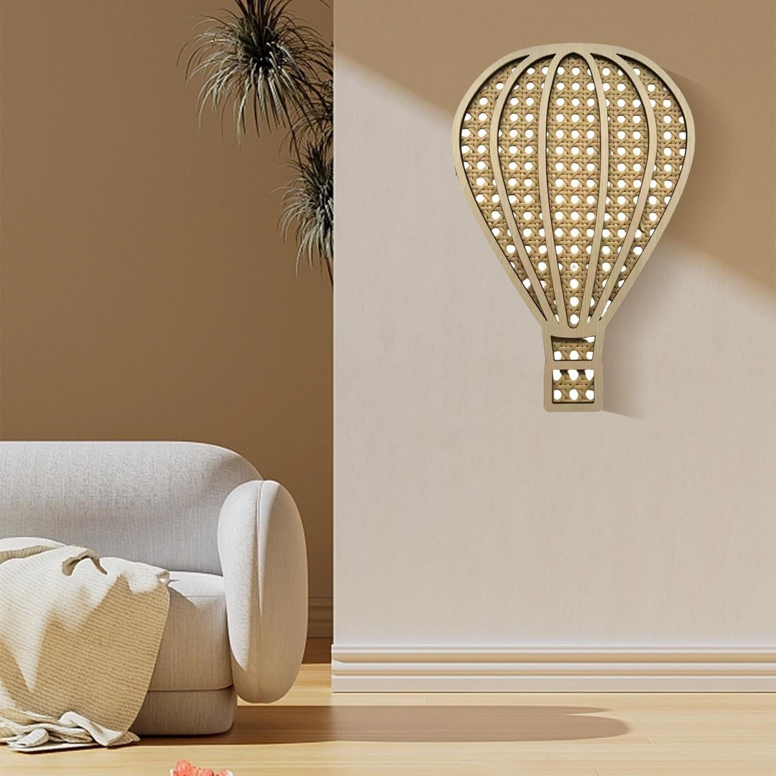 Rattan Woven Decoration Boho Art Wall Decoration for Kitchen Bathroom Office Balloon