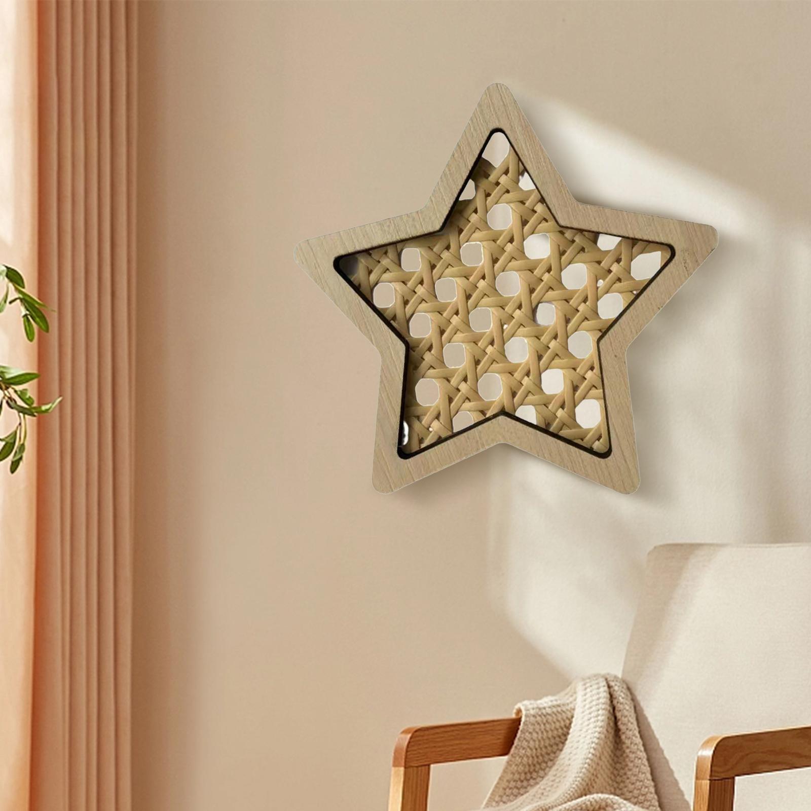 Rattan Woven Decoration Boho Art Decoration for Living Room Kitchen Bathroom Star L