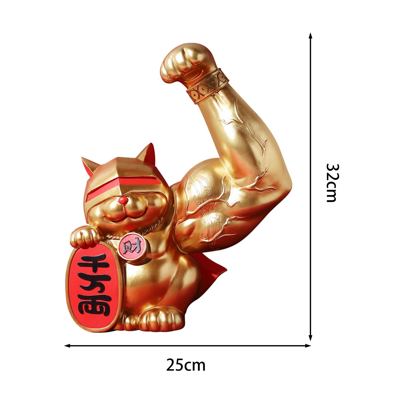 Lucky Cat Figurine Cartoon Animal Sculpture for Centerpiece Fireplace Office L