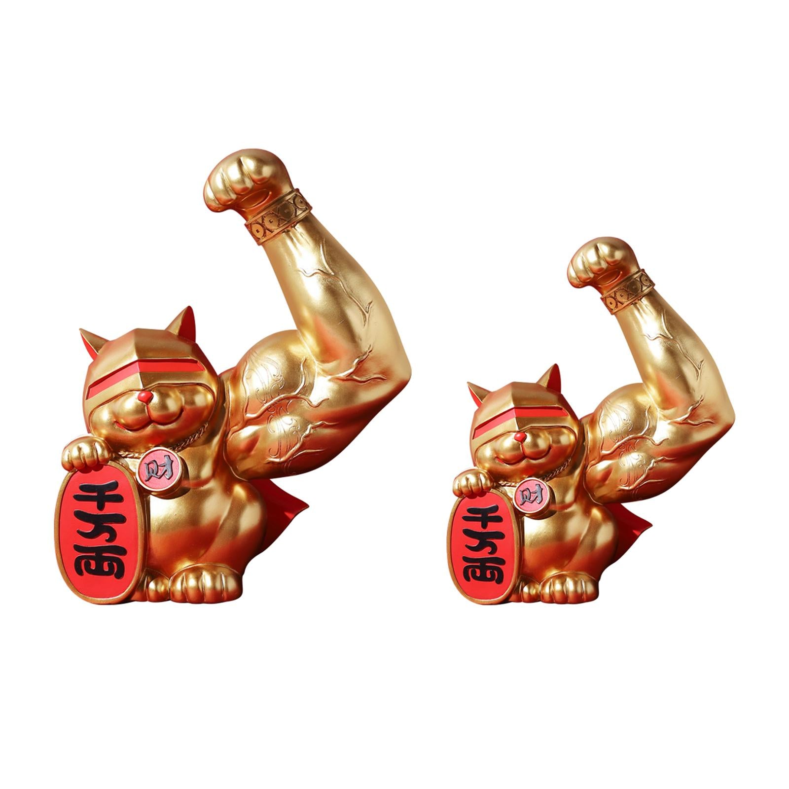 Lucky Cat Figurine Cartoon Animal Sculpture for Centerpiece Fireplace Office L