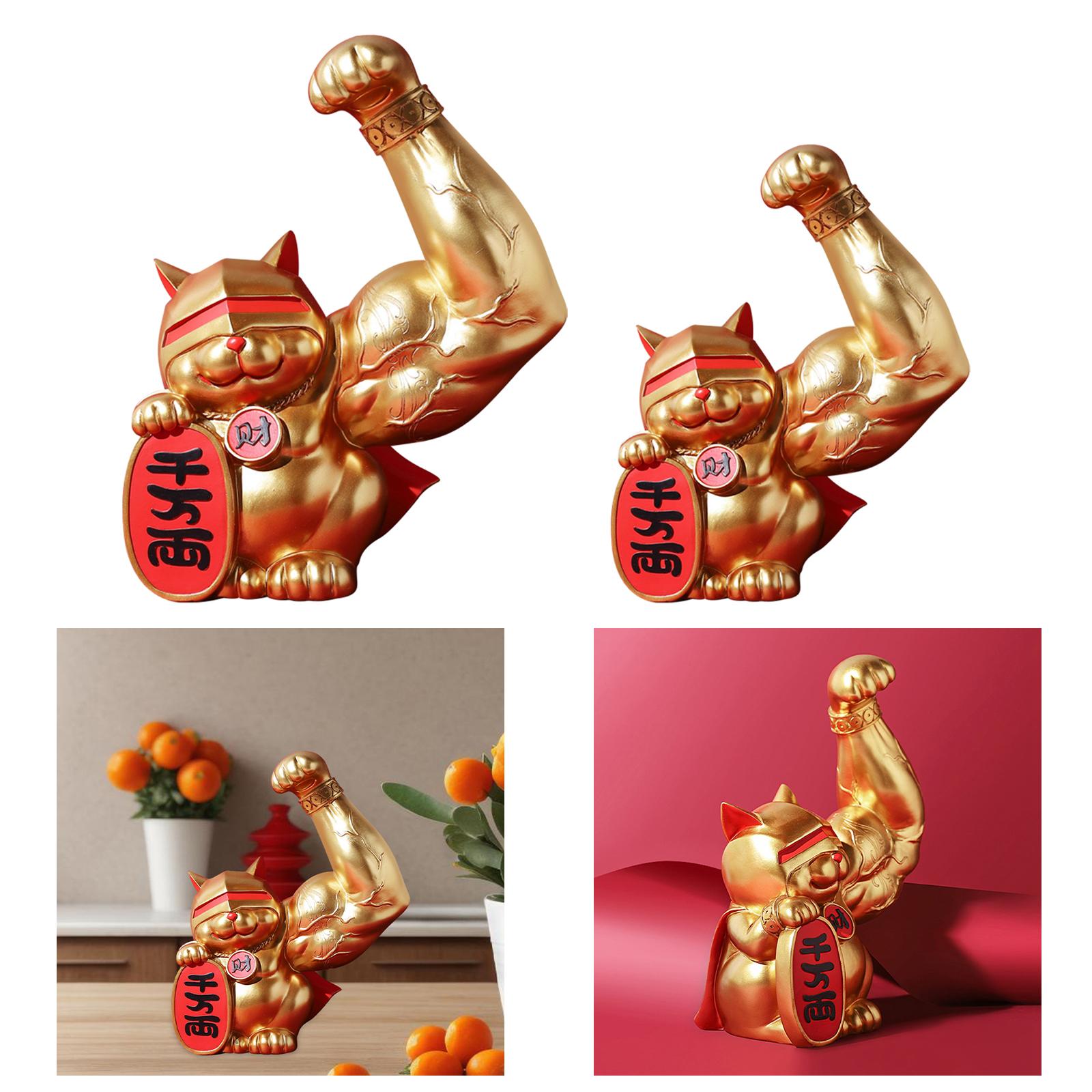 Lucky Cat Figurine Cartoon Animal Sculpture for Centerpiece Fireplace Office L