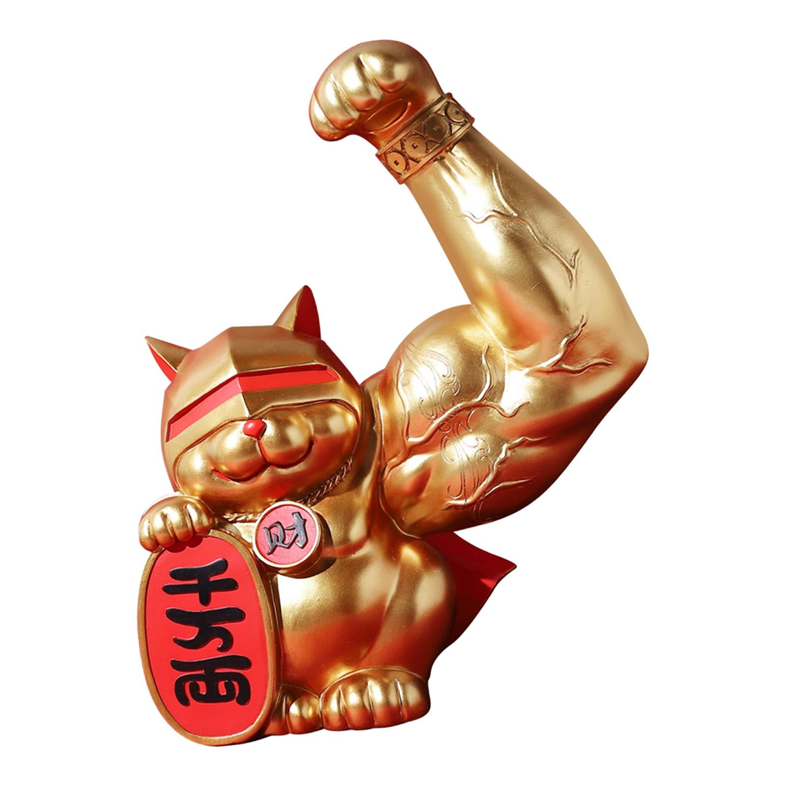 Lucky Cat Figurine Cartoon Animal Sculpture for Centerpiece Fireplace Office S