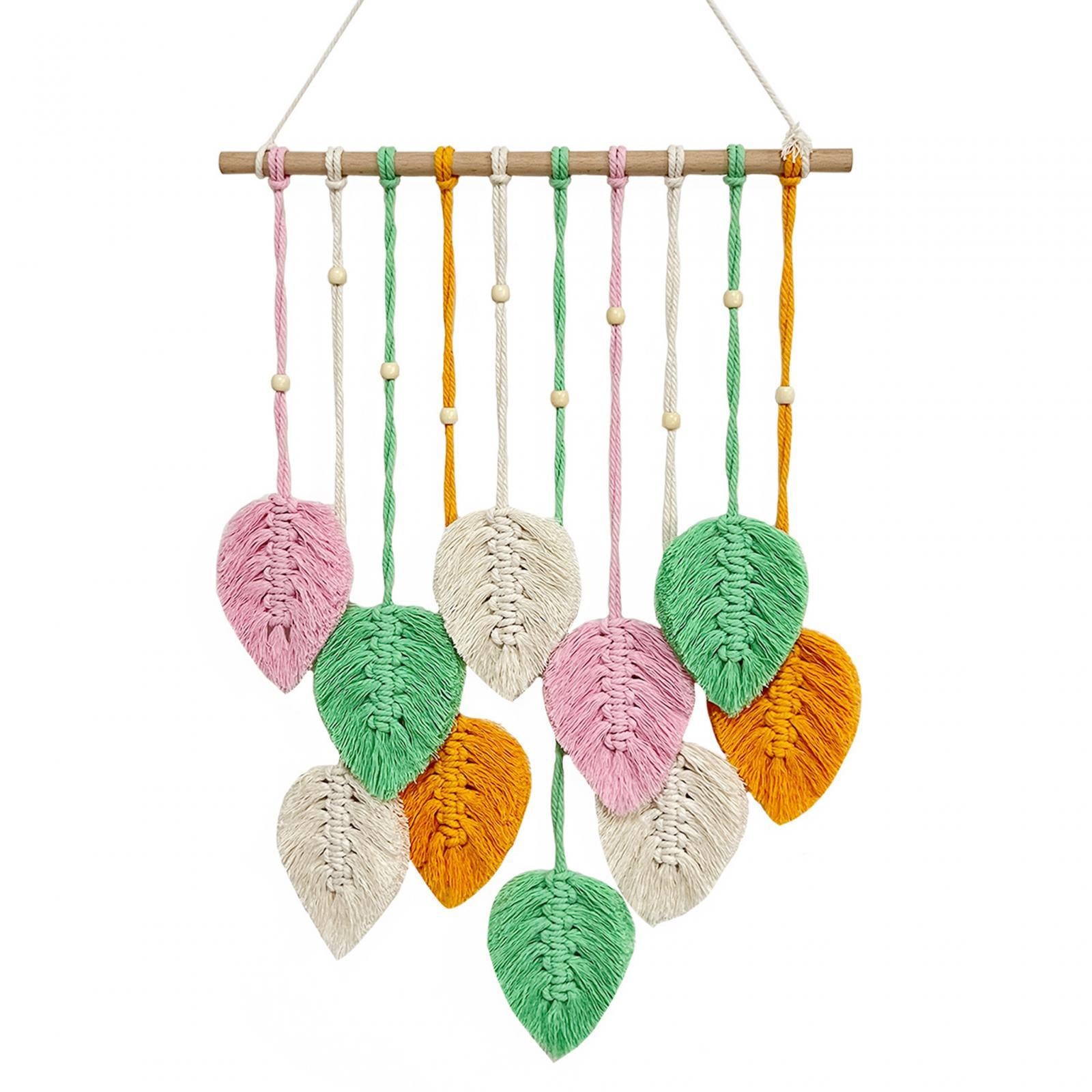 Macrame Wall Hanging Bohemian Woven Tapestry Chic Decoration for Living Room Pink