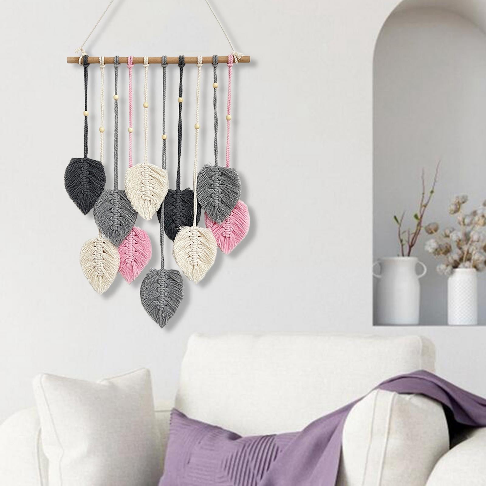 Macrame Wall Hanging Bohemian Woven Tapestry Chic Decoration for Living Room Grey