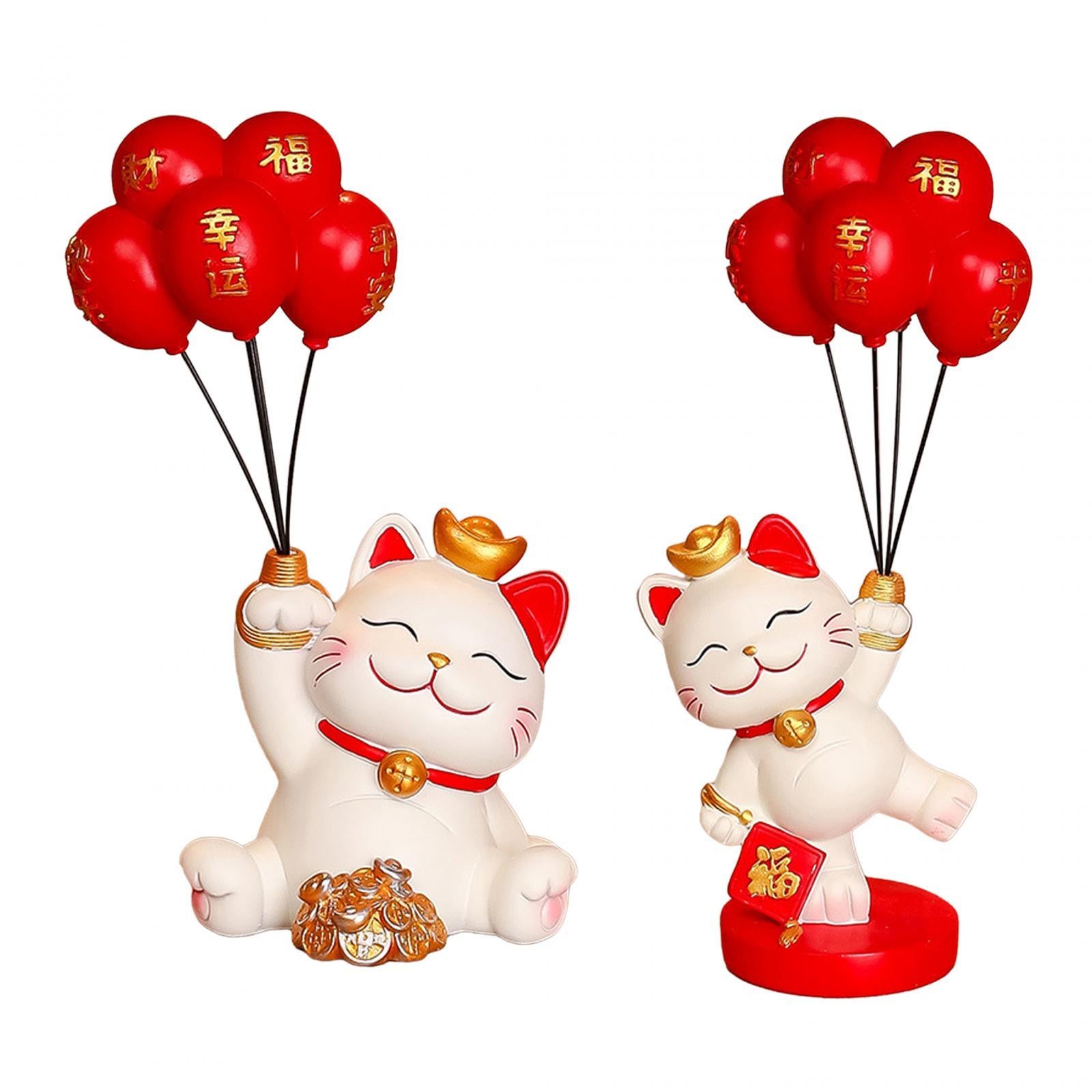 Lucky Cat Statue Desktop Ornament for Entrance Cabinet Centerpiece Fireplace Style A