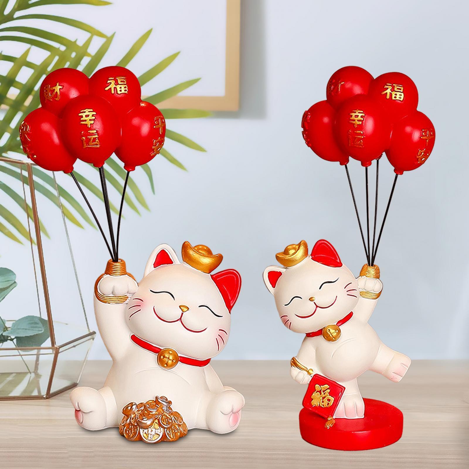 Lucky Cat Statue Desktop Ornament for Entrance Cabinet Centerpiece Fireplace Style A