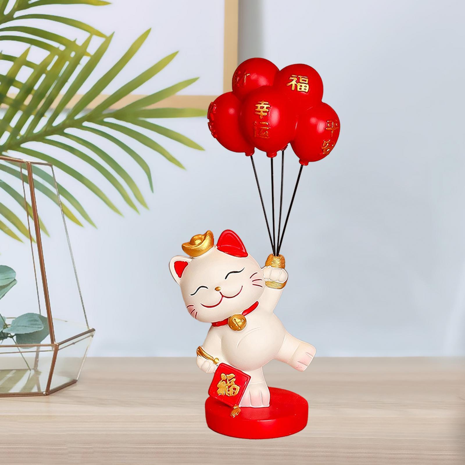 Lucky Cat Statue Desktop Ornament for Entrance Cabinet Centerpiece Fireplace Style A