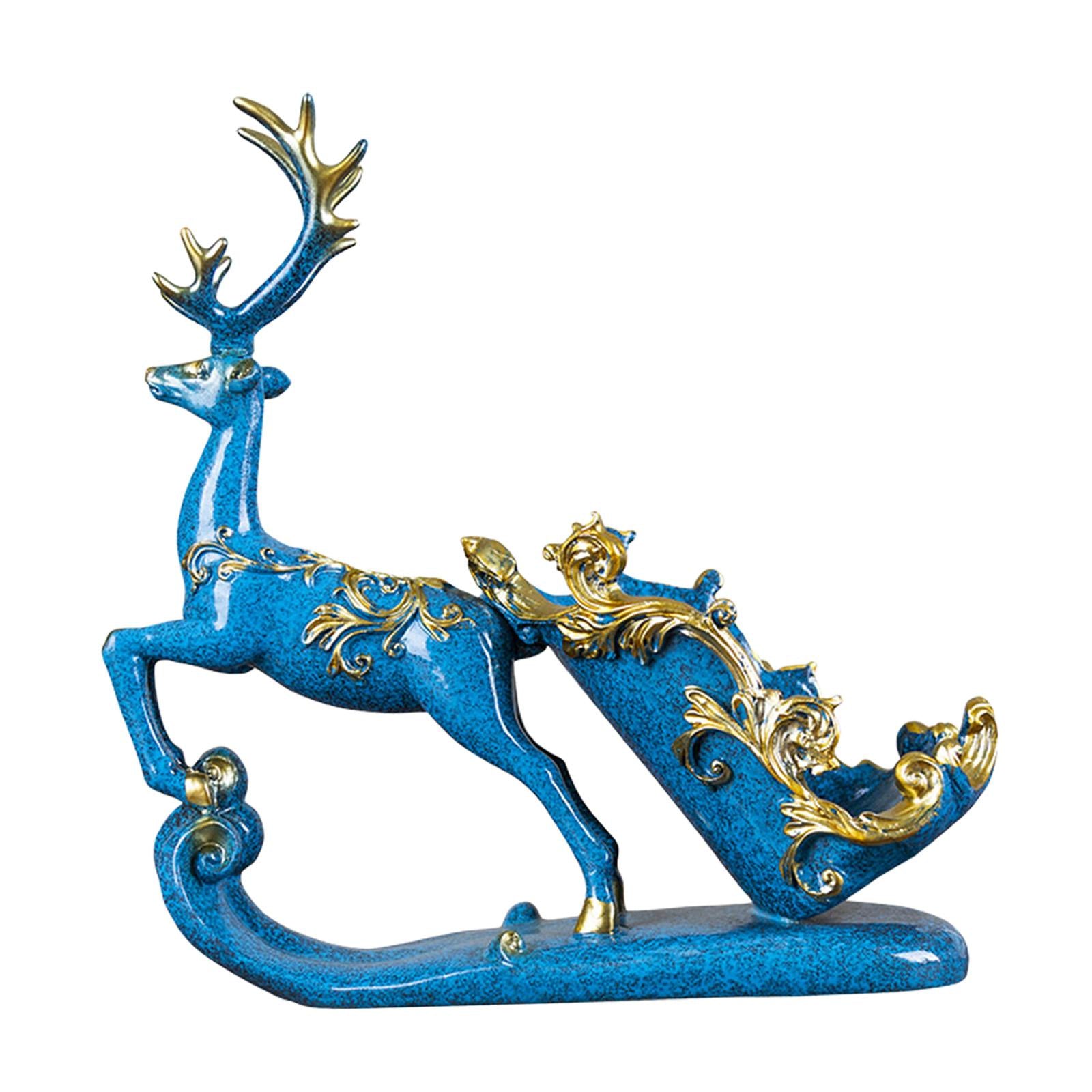 Deer Wine Rack Ornaments Wine Bottle Holder Stand Decorative for Party Gifts blue