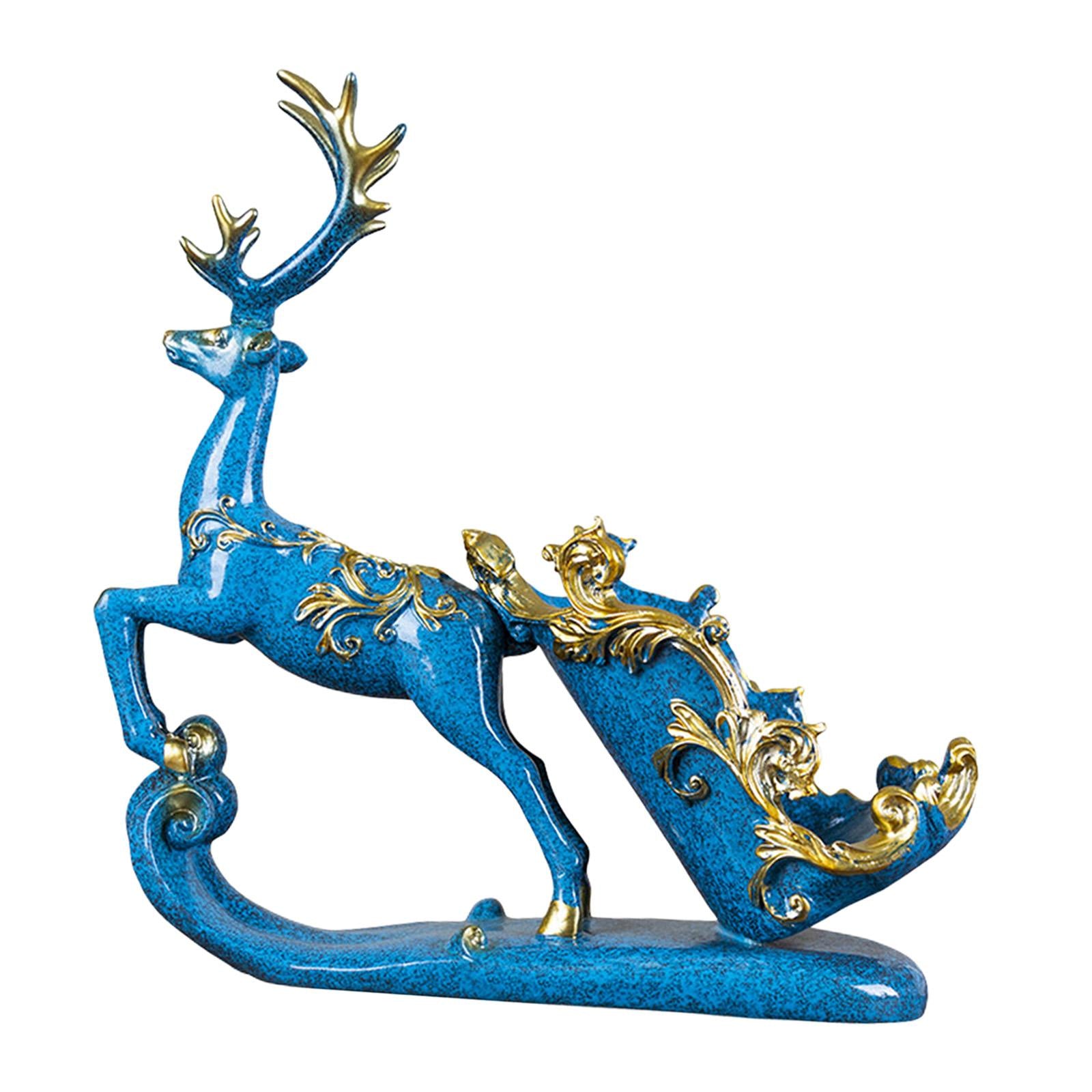 Deer Wine Rack Ornaments Wine Bottle Holder Stand Decorative for Party Gifts blue